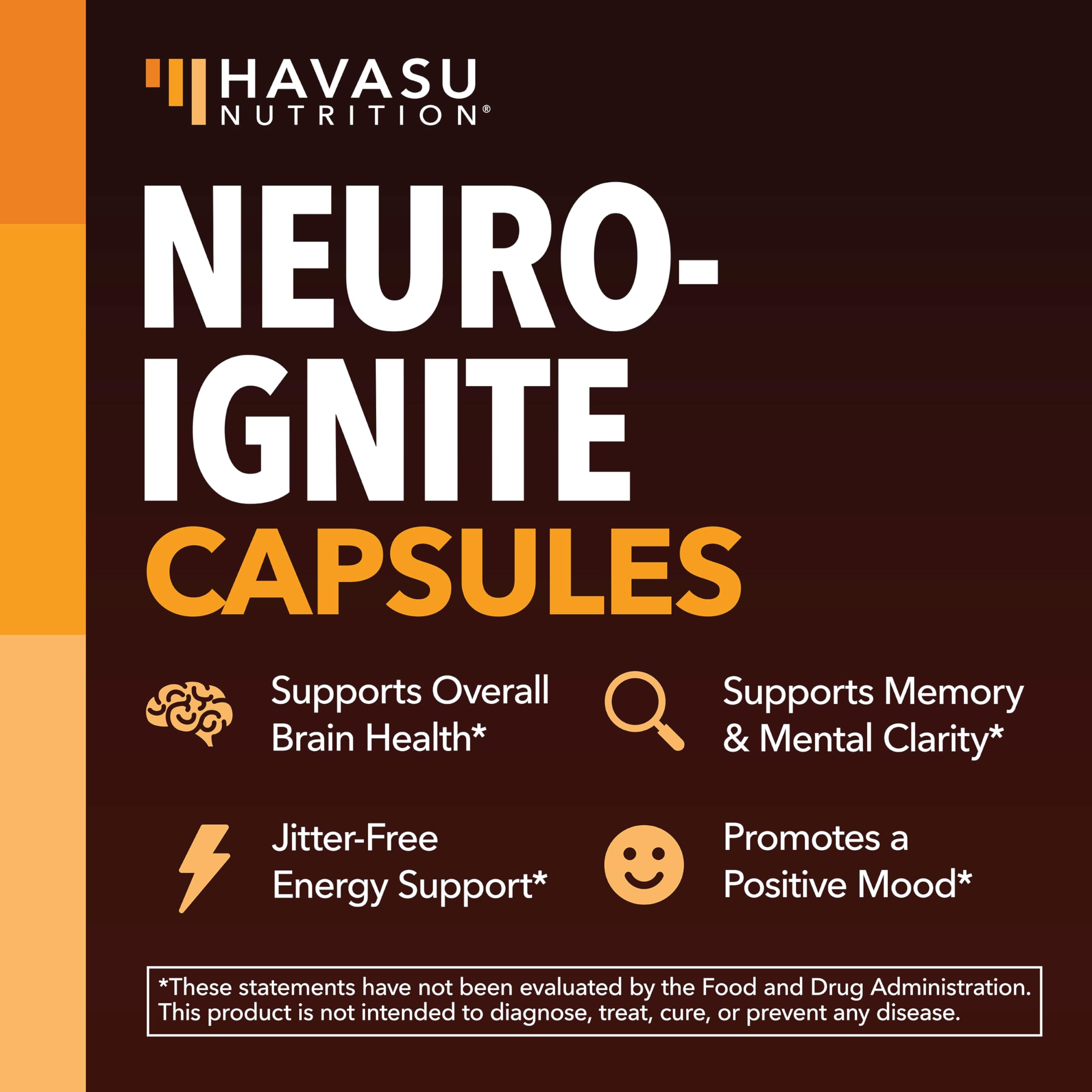 HAVASU NUTRITION cápsula NeuroIGNITE primer plano destacando textura y tamaño