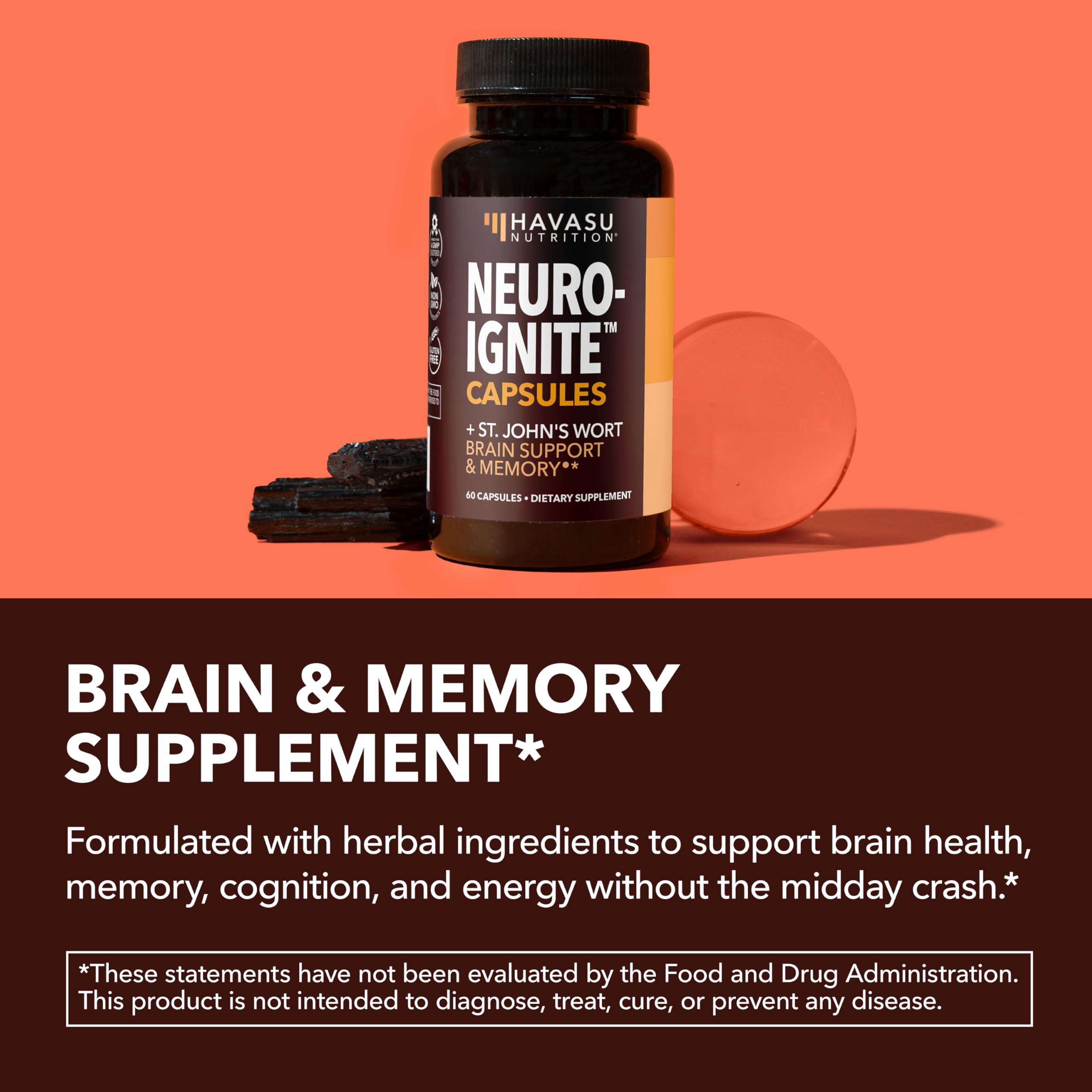 HAVASU NUTRITION frasco de NeuroIGNITE en mano para comparar tamaño