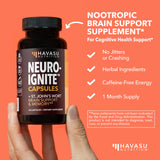 HAVASU NUTRITION sello GMP junto al frasco NeuroIGNITE indicando control calidad