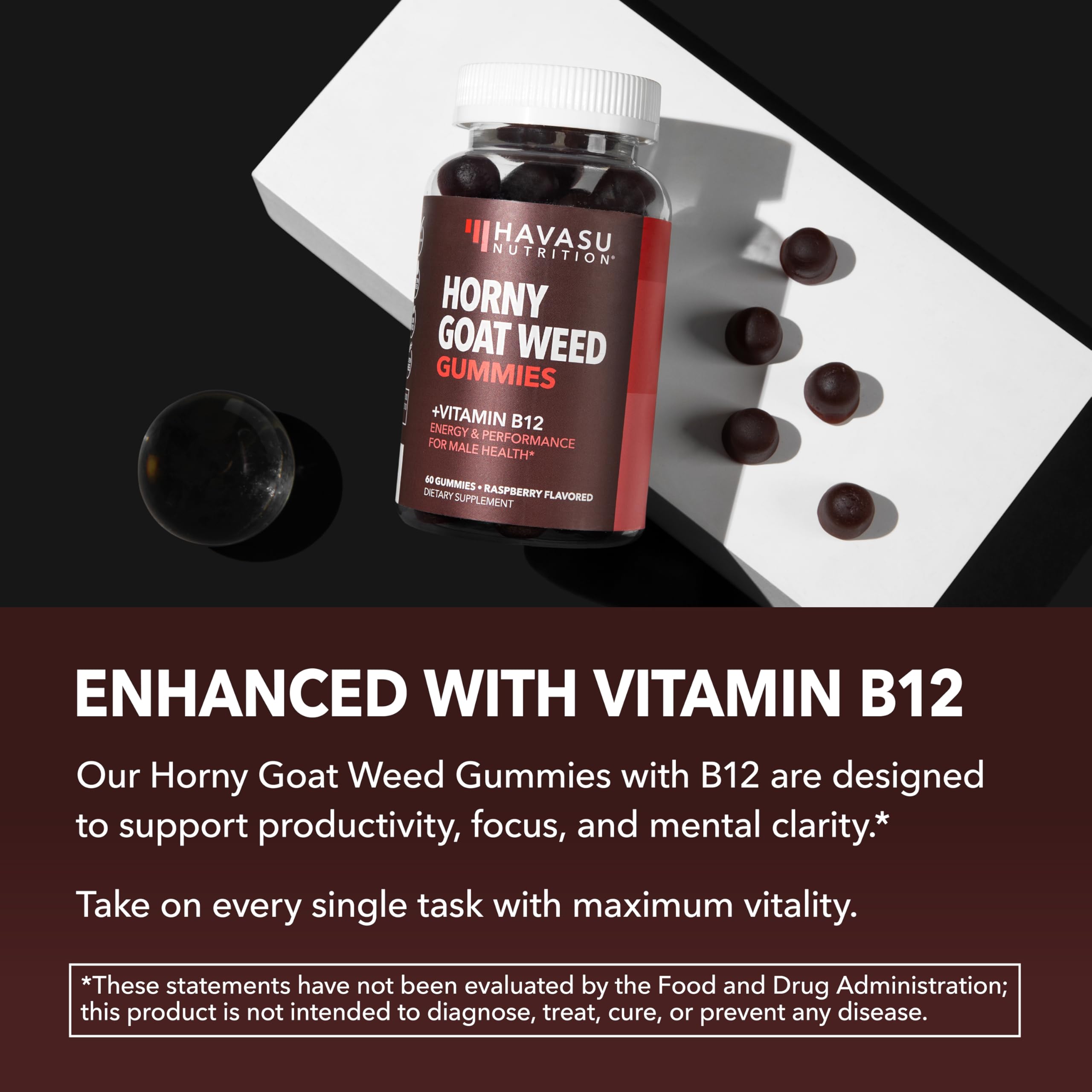HAVASU NUTRITION envase abierto con gomitas visibles para control de porciones