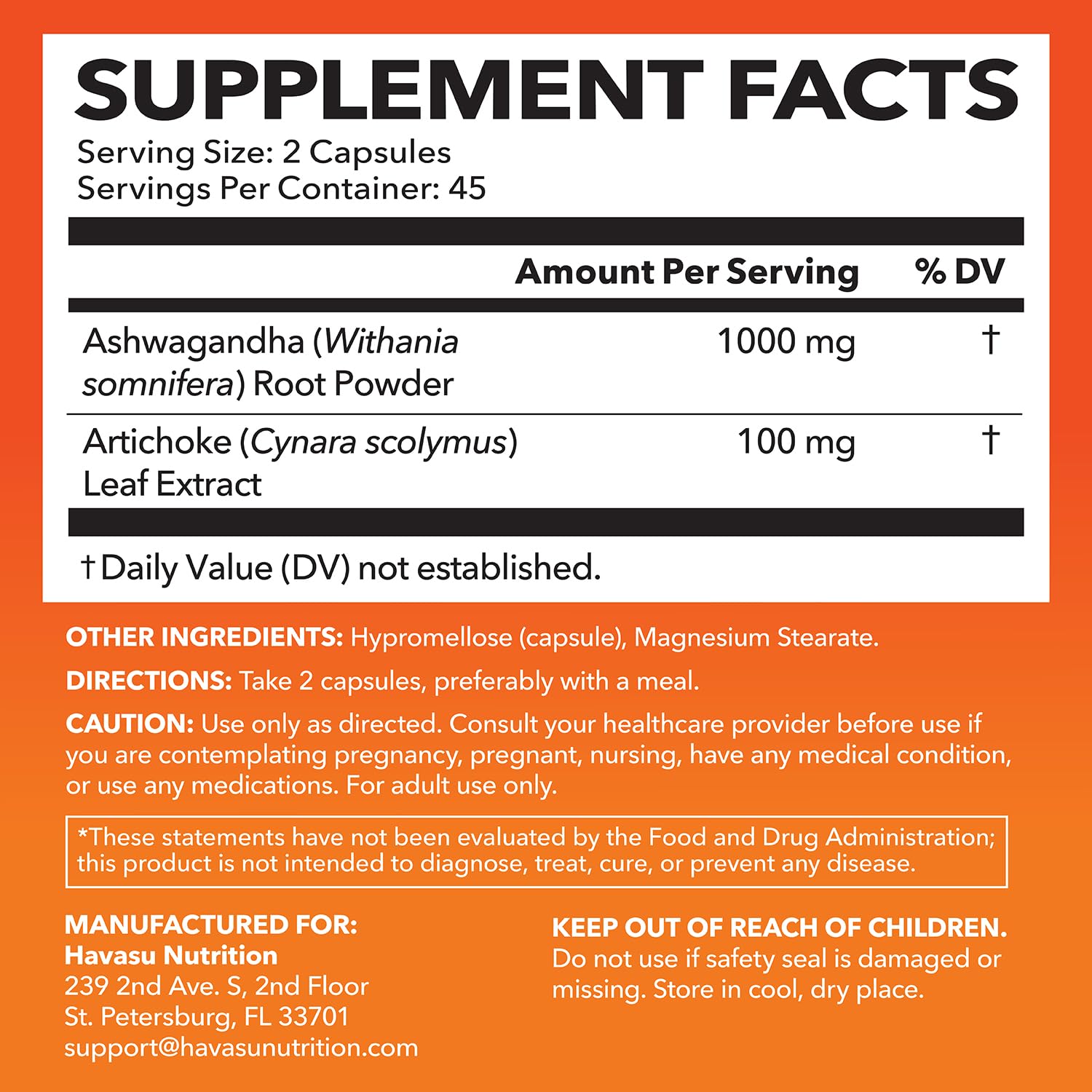 HAVASU NUTRITION cápsulas cerca resaltando dosificación 1000 mg