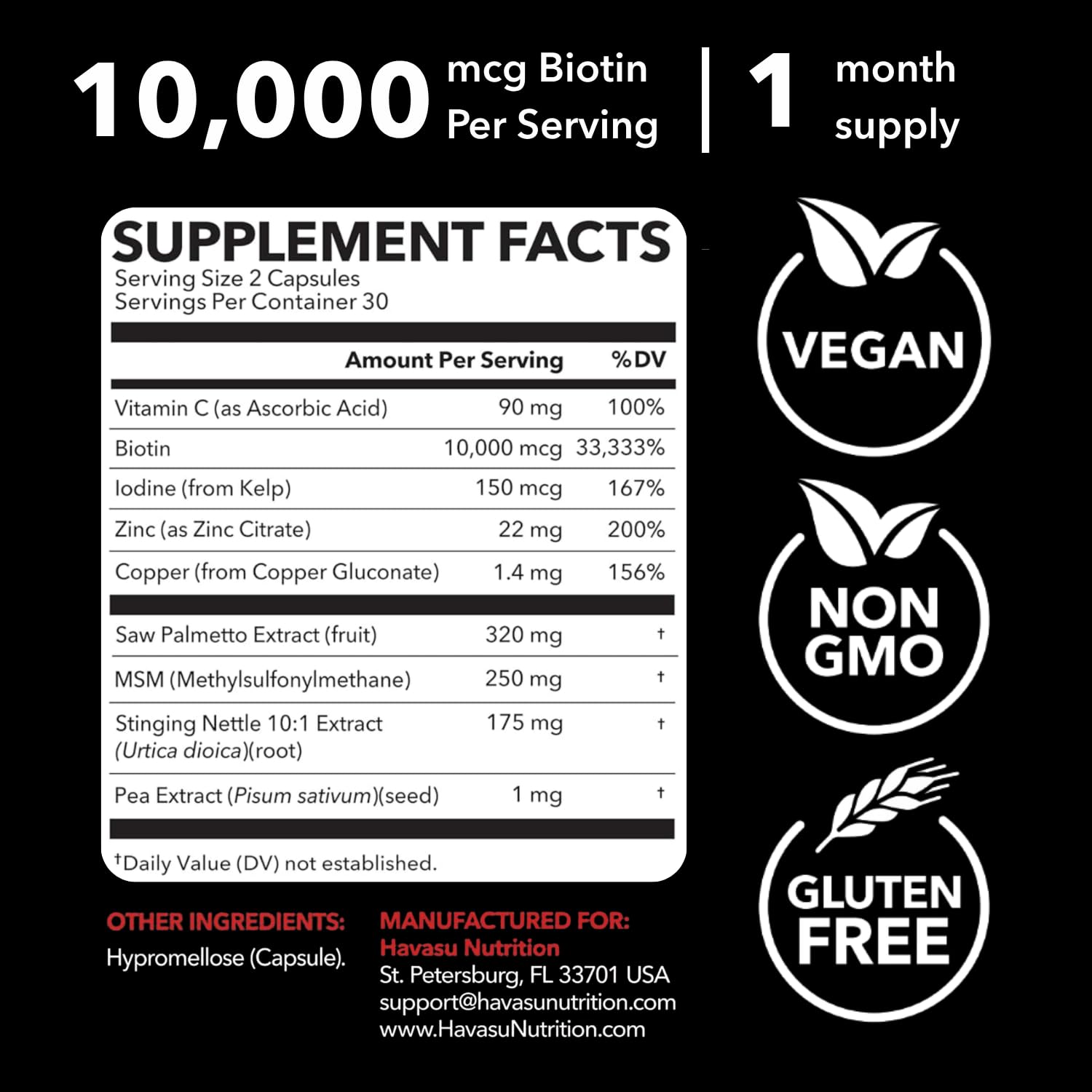 HAVASU NUTRITION cápsulas abiertas detalle de tamaño y fácil ingestión