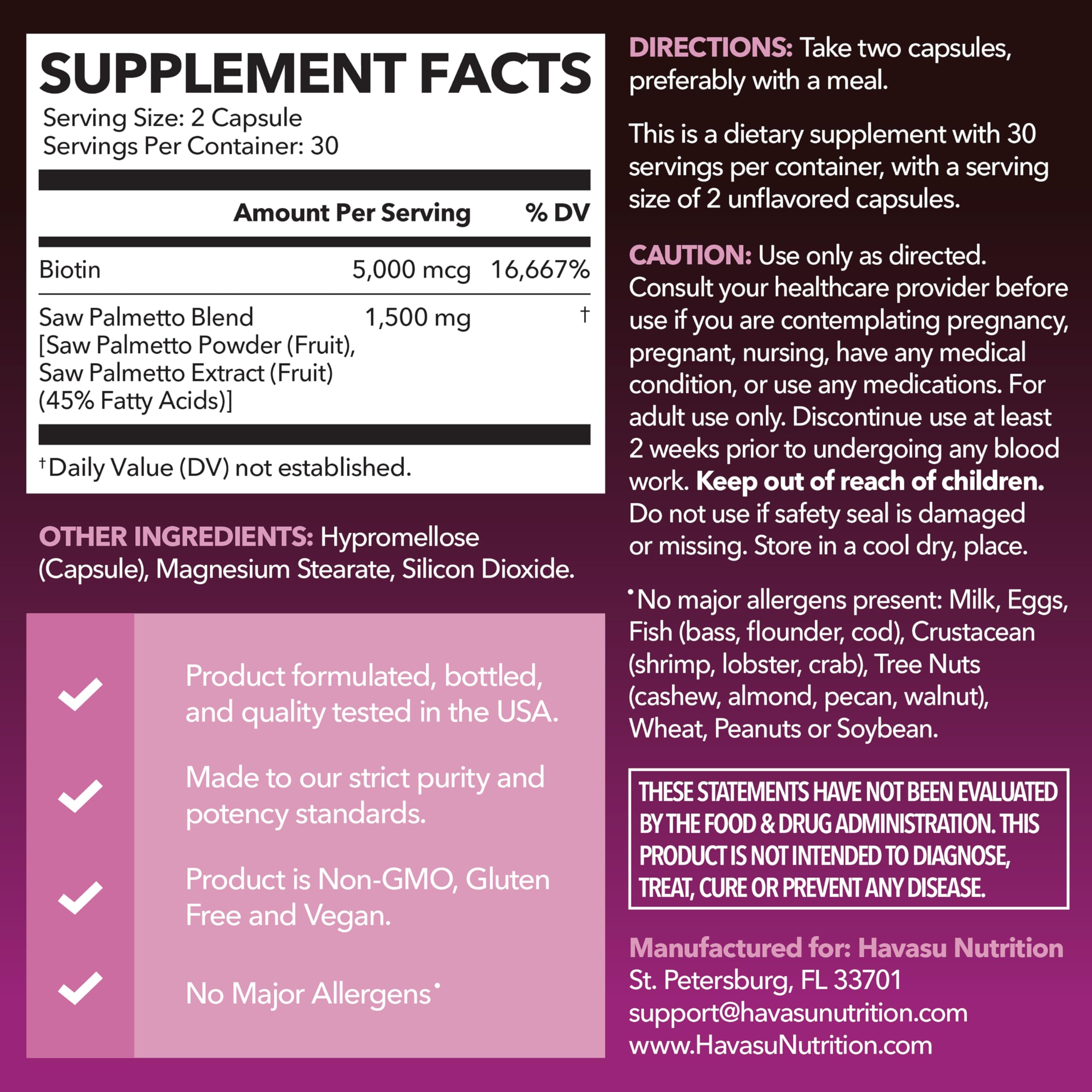 HAVASU NUTRITION cápsulas veganas en primer plano, textura y tamaño visible
