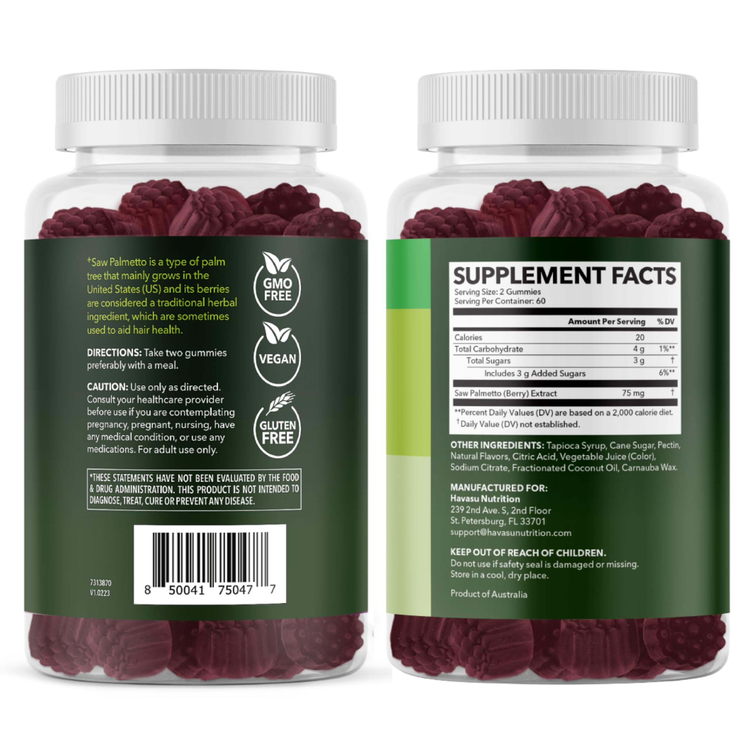 HAVASU NUTRITION comparación con moneda para mostrar tamaño real