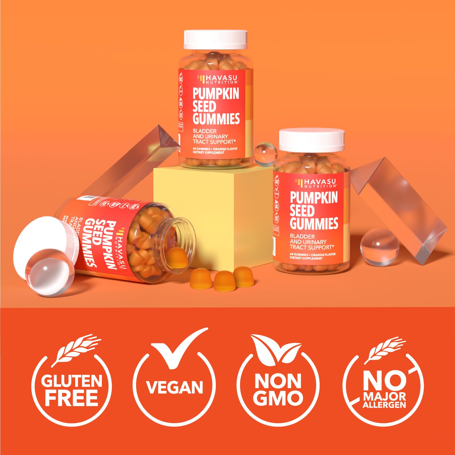 HAVASU NUTRITION envase sobre mesa junto a fruta naranja para estilo de vida