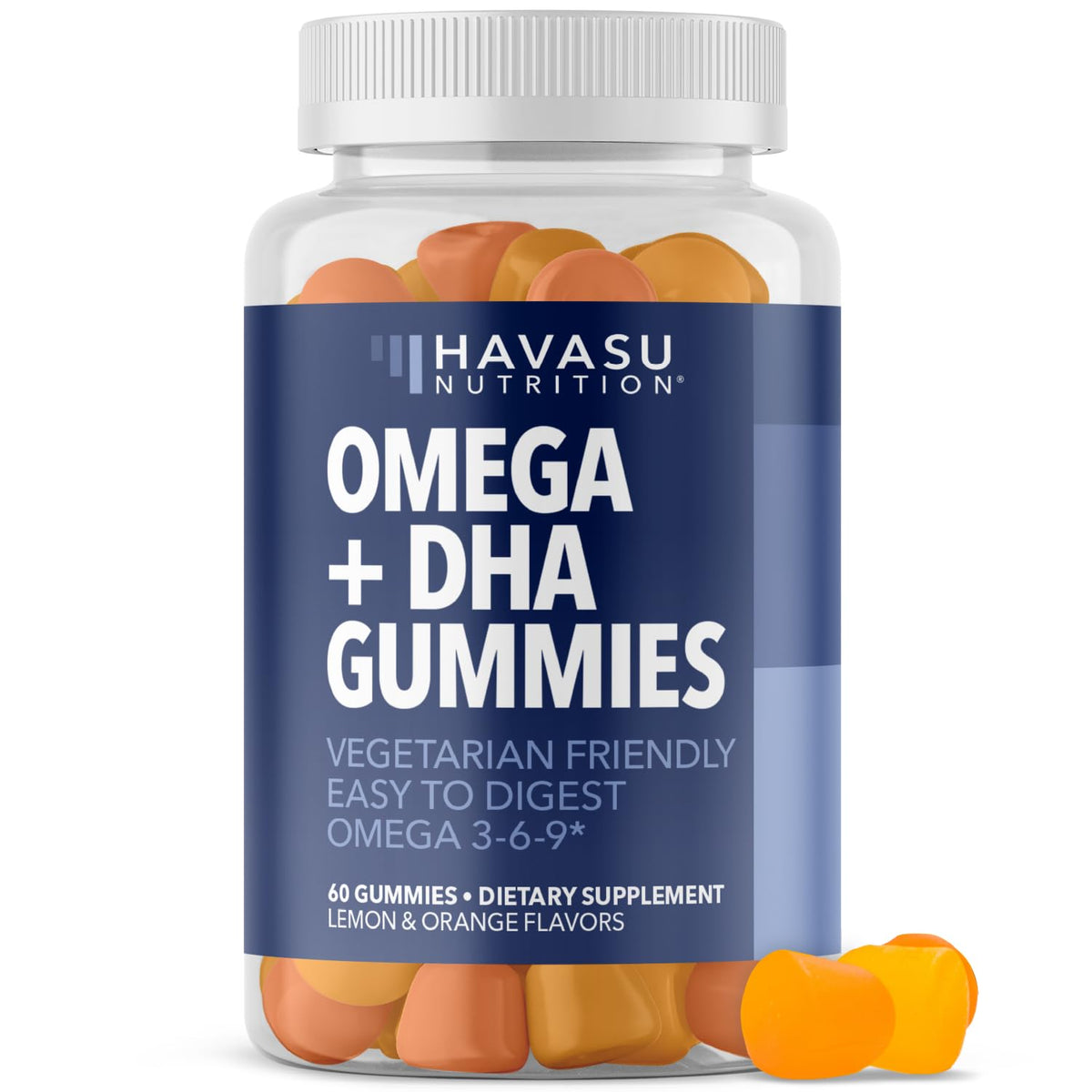 HAVASU NUTRITION frasco delantero con gominolas cítricas y etiquetado claro