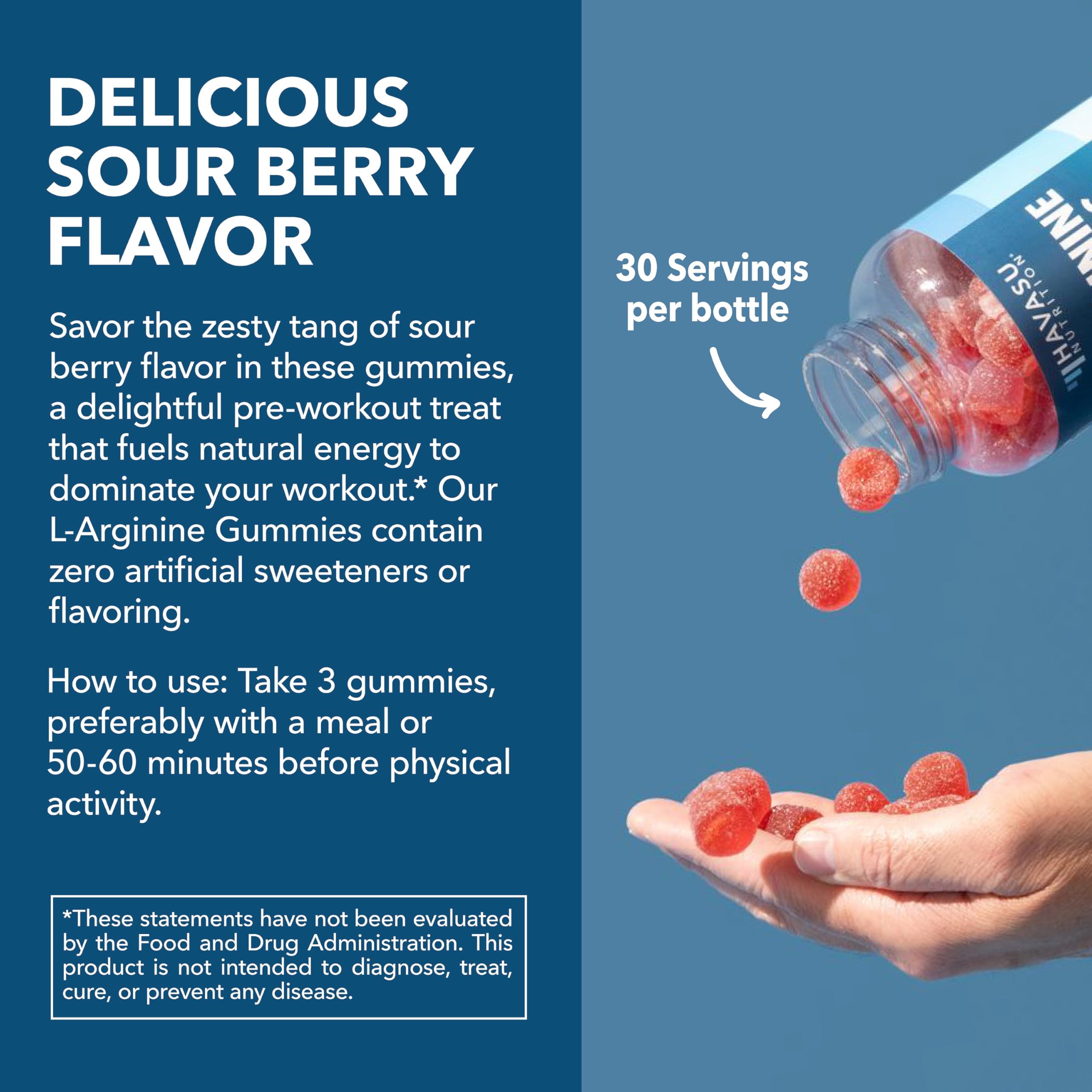 Gominolas HAVASU NUTRITION sobre mesa que sugieren sabor sour berry energizante