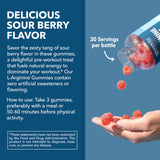 Gominolas HAVASU NUTRITION sobre mesa que sugieren sabor sour berry energizante
