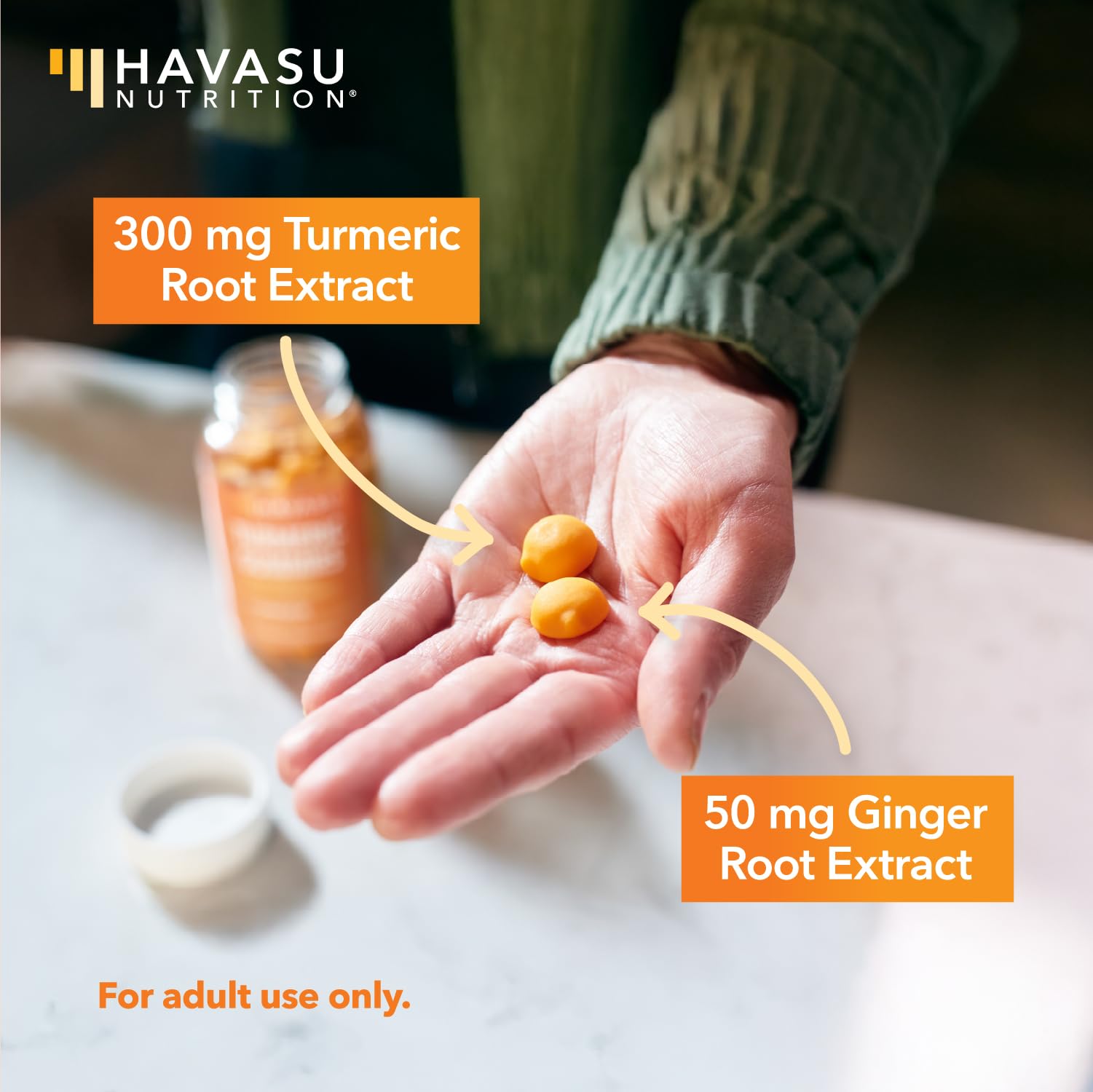 HAVASU NUTRITION gomitas durazno en la mano, fácil consumo