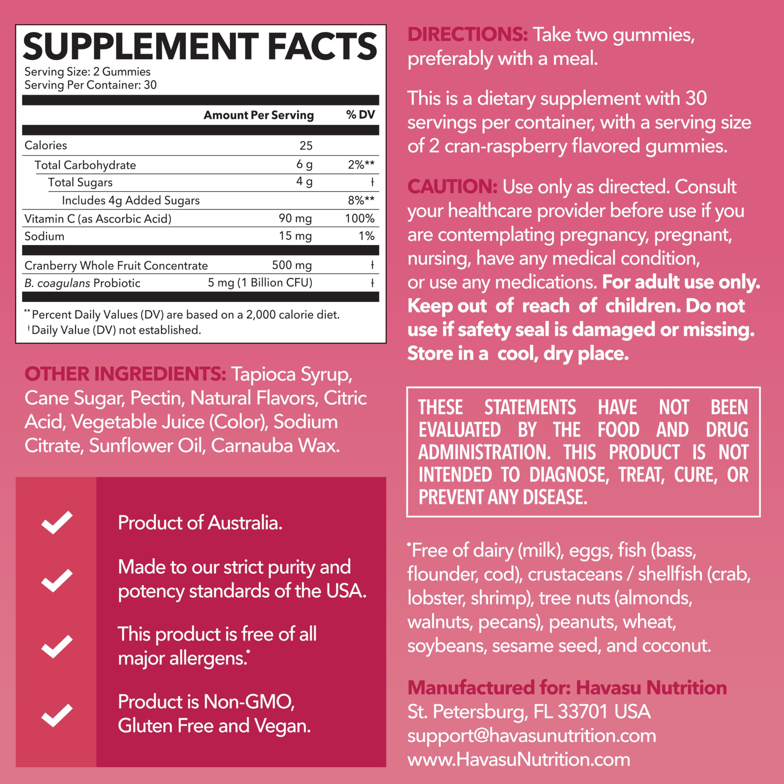 HAVASU NUTRITION gomitas fuera del envase resaltando su formato masticable