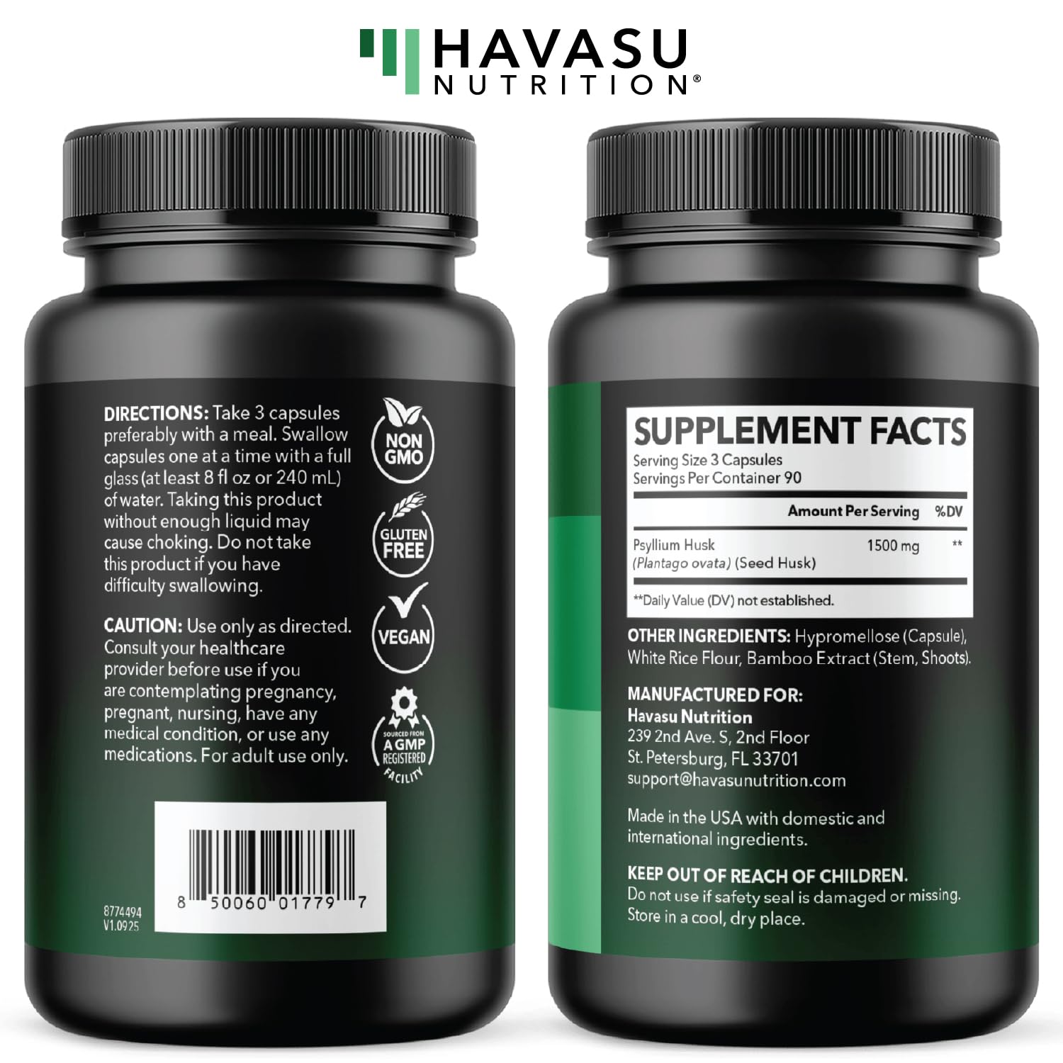 HAVASU NUTRITION closeup del psyllium husk como fibra soluble natural