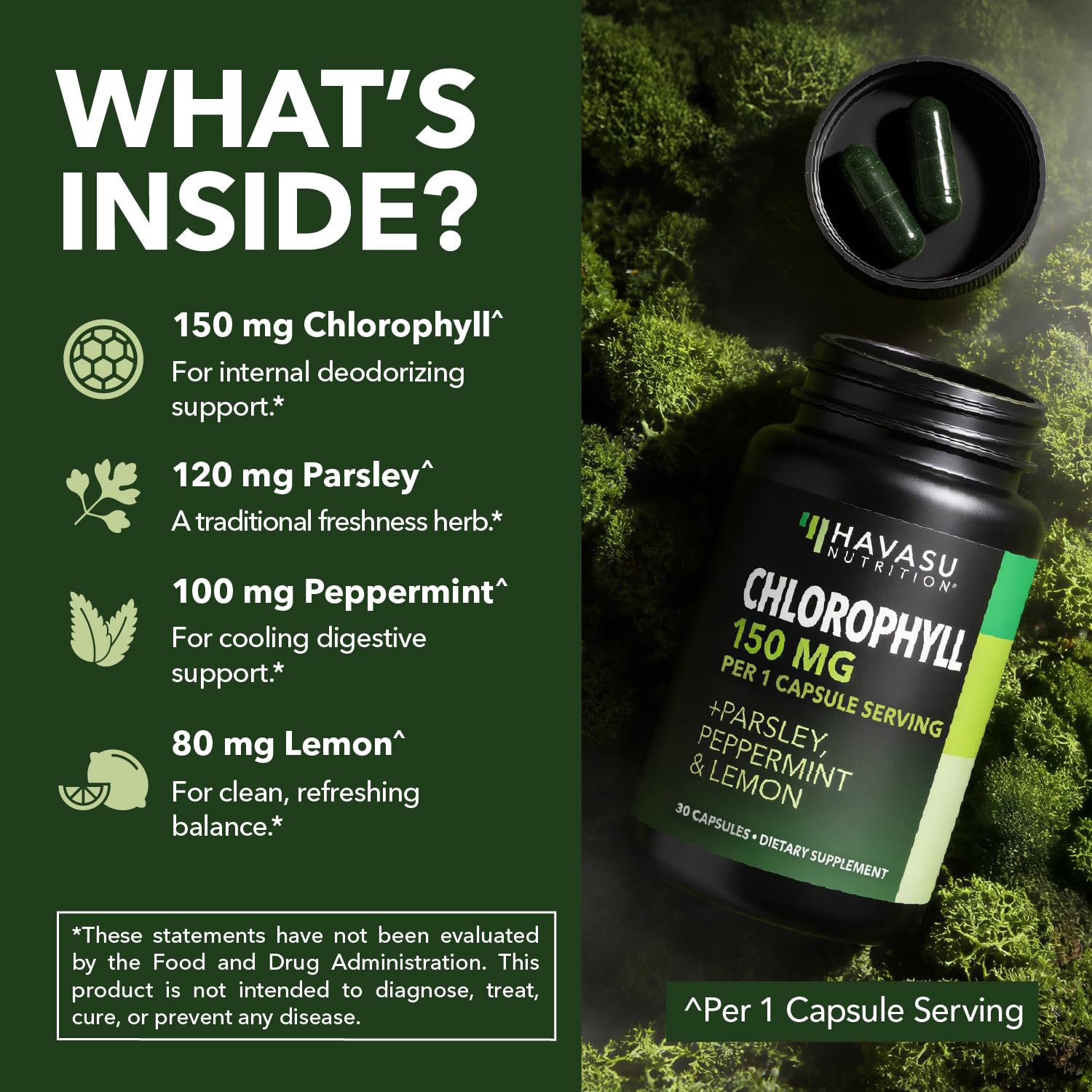 HAVASU NUTRITION perejil menta limón que sugieren frescura interna