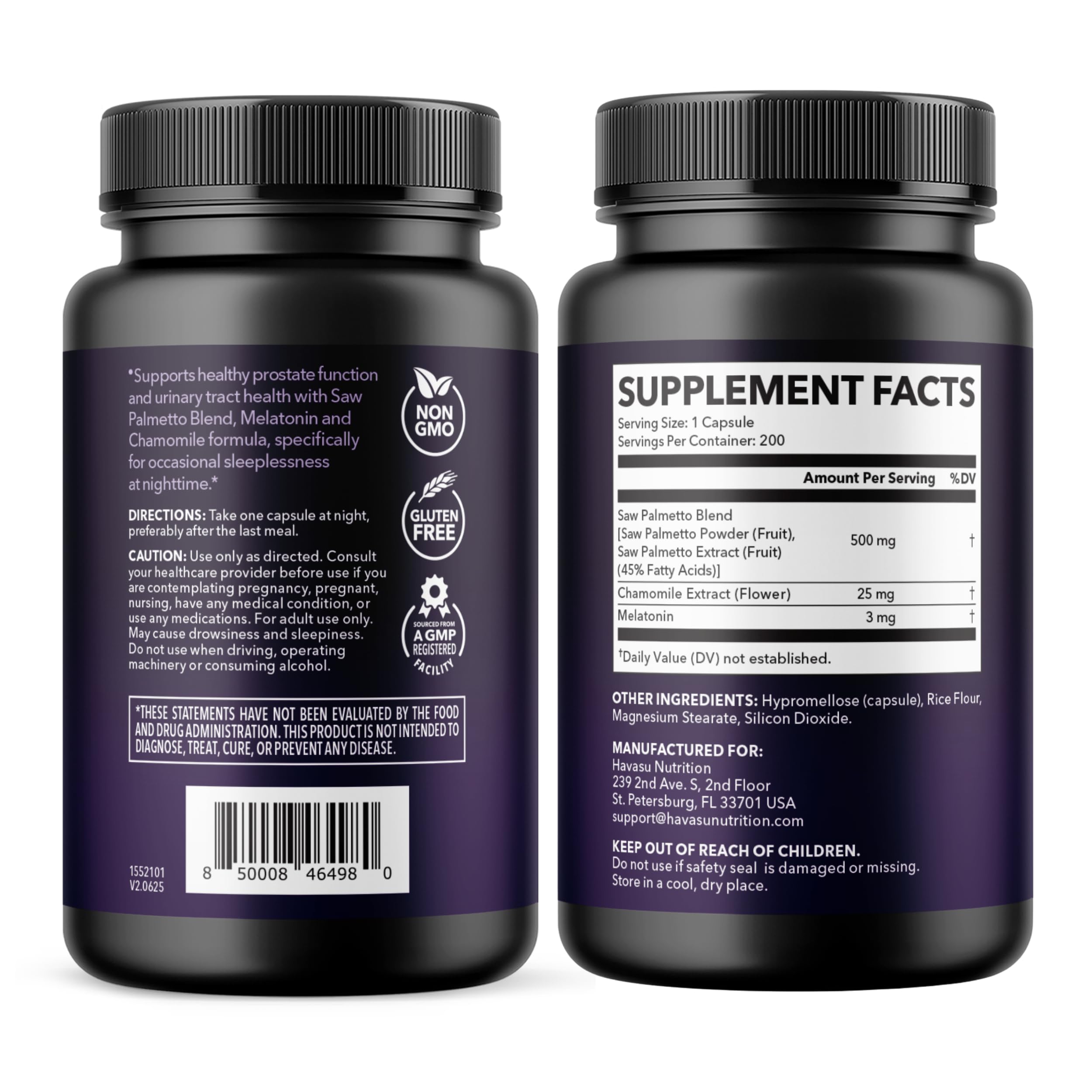 HAVASU NUTRITION suplemento sobre mesita de noche, sugiere uso nocturno rutinario