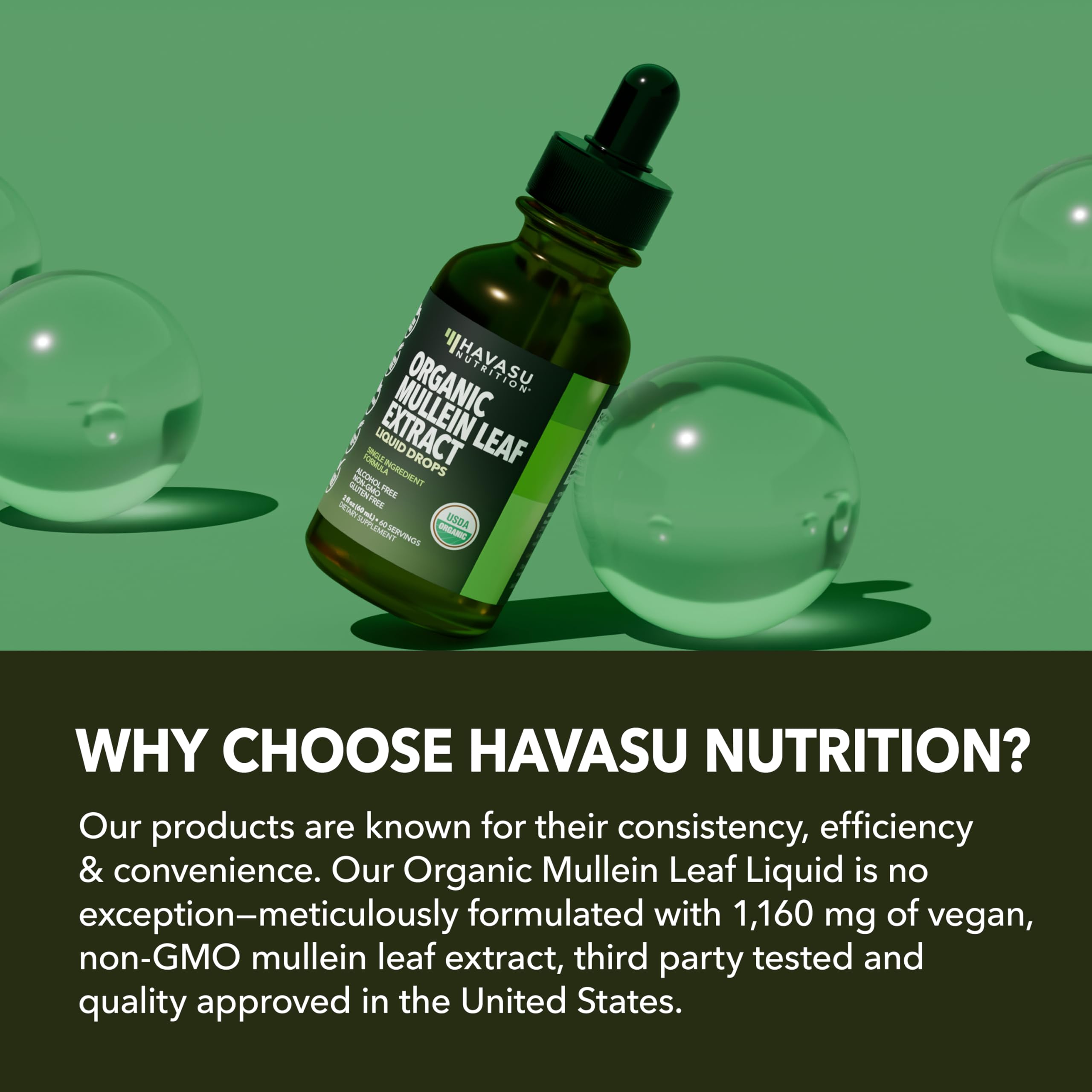 HAVASU NUTRITION frasco de 60 ml comparado para referencia de tamaño