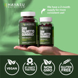 HAVASU NUTRITION lista de ingredientes señalando extracto de saw palmetto
