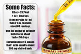 Hawaii Pharm gotero vertiendo extracto de glicerina para dosaje preciso y uso cómodo