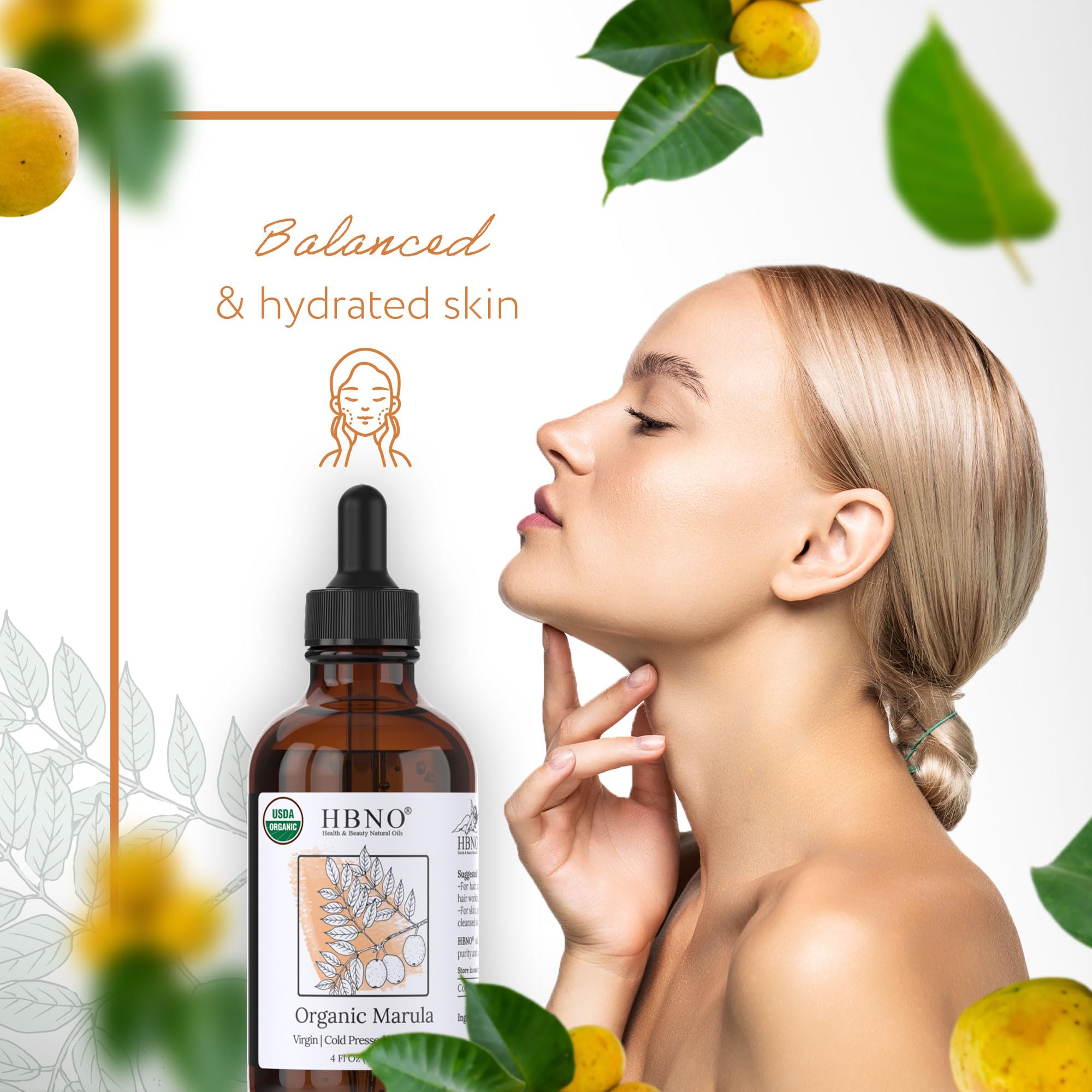 HBNO etiqueta con sello USDA que certifica marula orgánico y pureza