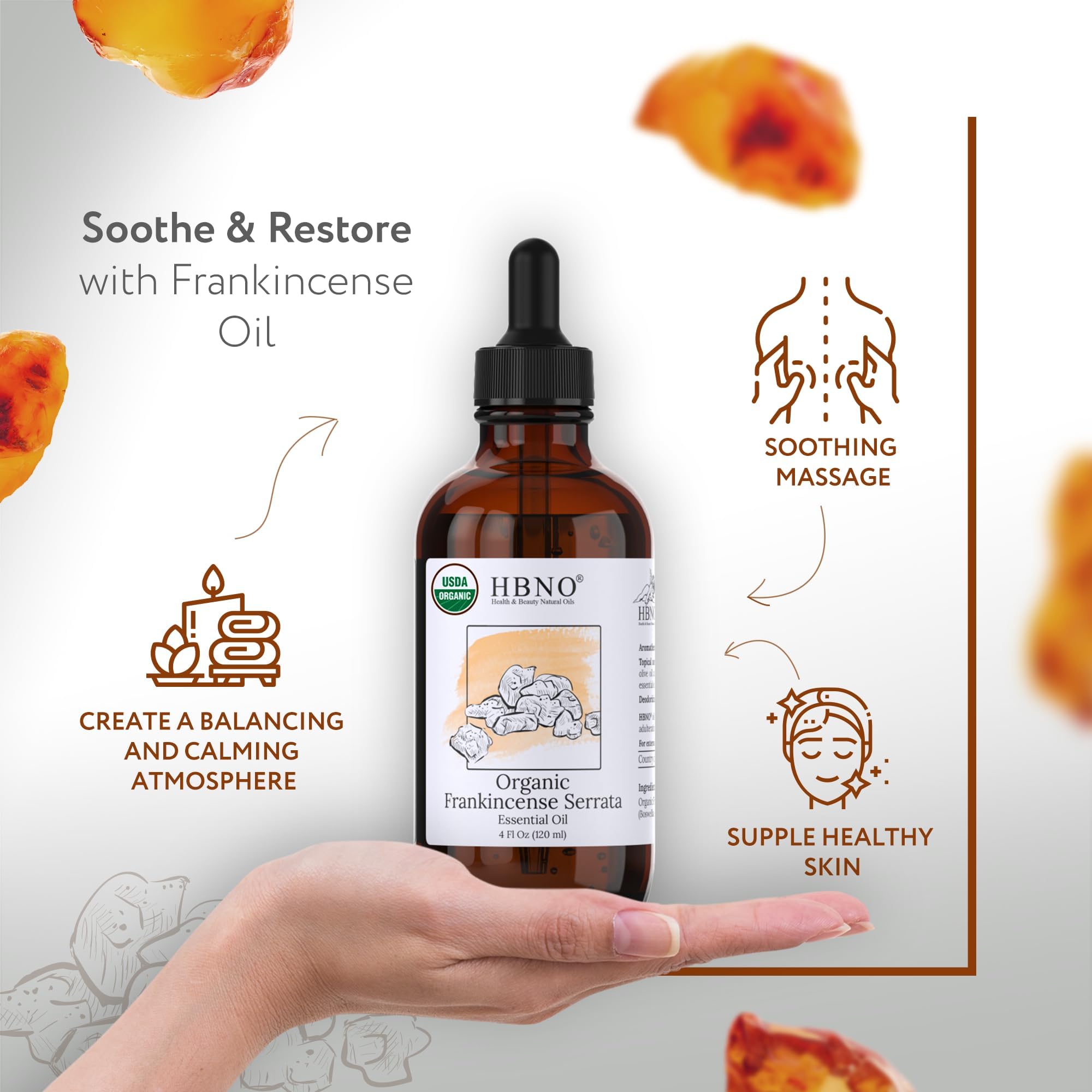 HBNO aceite gotero y textura cristalina que facilita mezclas seguras
