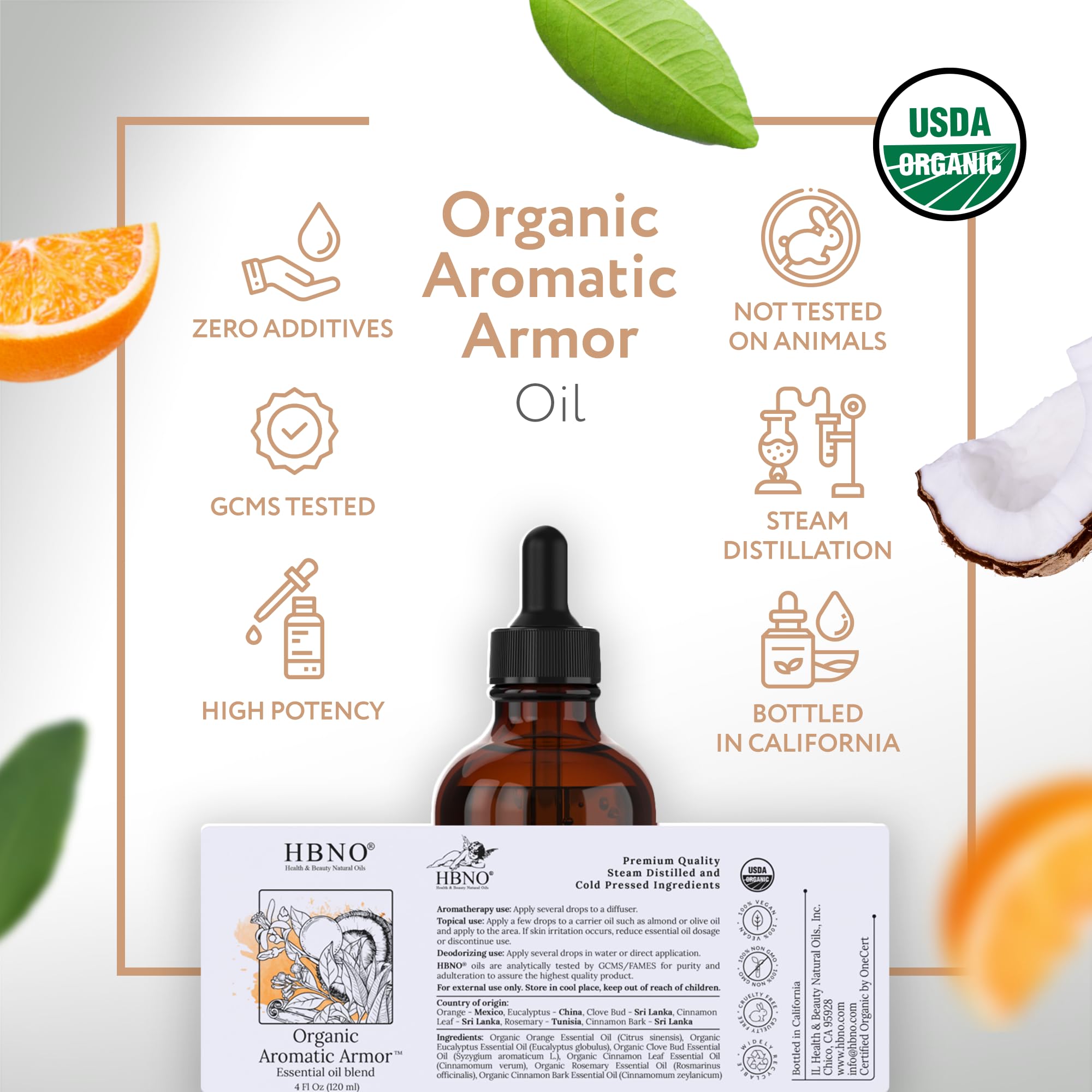 HBNO junto a ingredientes naturales que ilustran la composición orgánica