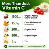 HCL HERBAL CODE LABS etiqueta del producto con información de ingredientes y porcentaje de vitamina C