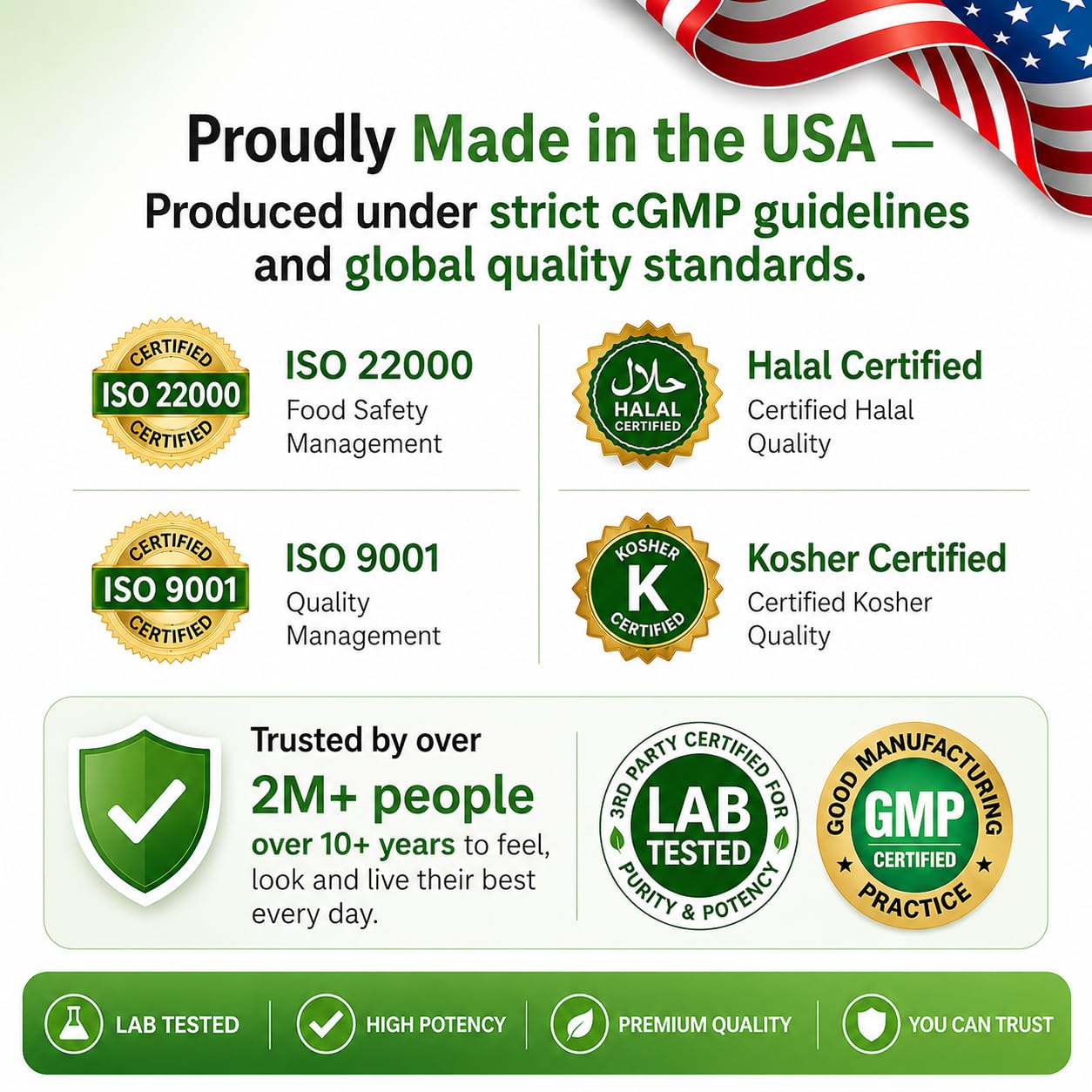 HCL HERBAL CODE LABS sello GMP indicando fabricación y control de calidad