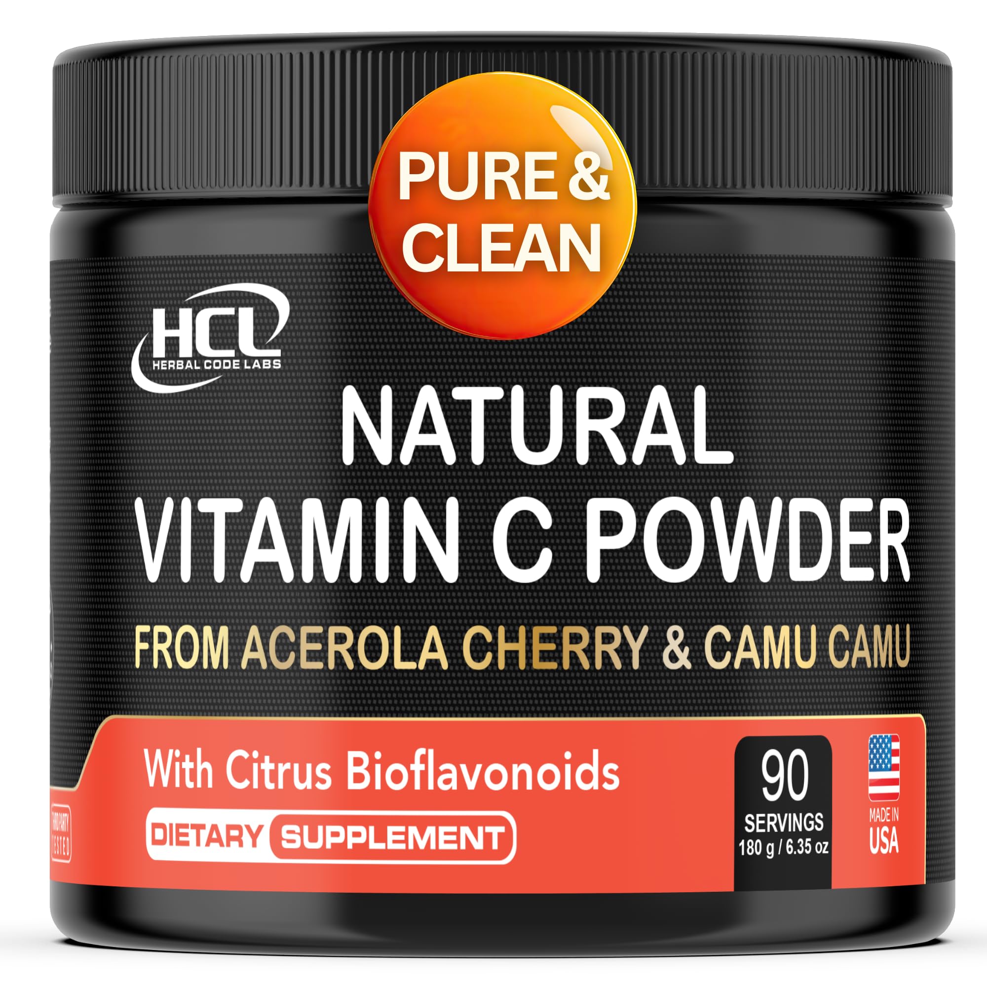 HCL HERBAL CODE LABS frente del envase mostrando marca y pureza