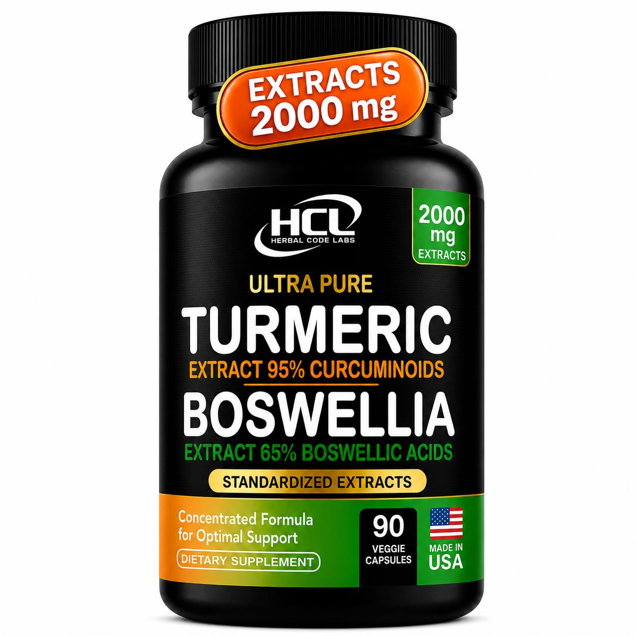 HCL HERBAL CODE LABS frente del envase mostrando dosis y potencia