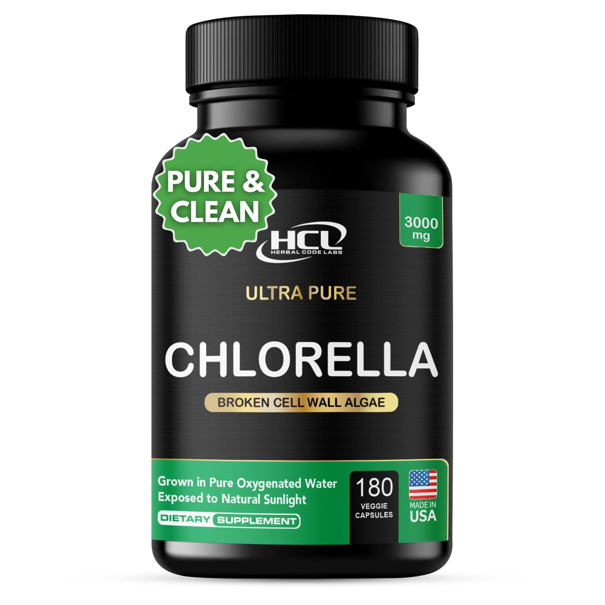 HCL HERBAL CODE LABS botella frontal, presentación clara y profesional
