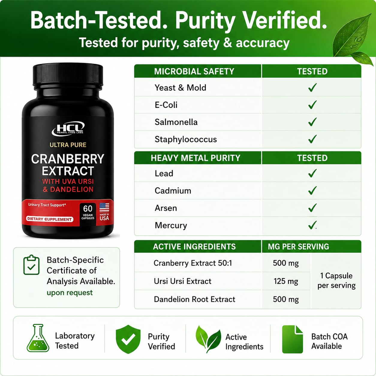 HCL HERBAL CODE LABS frasco junto a un vaso de agua para uso diario