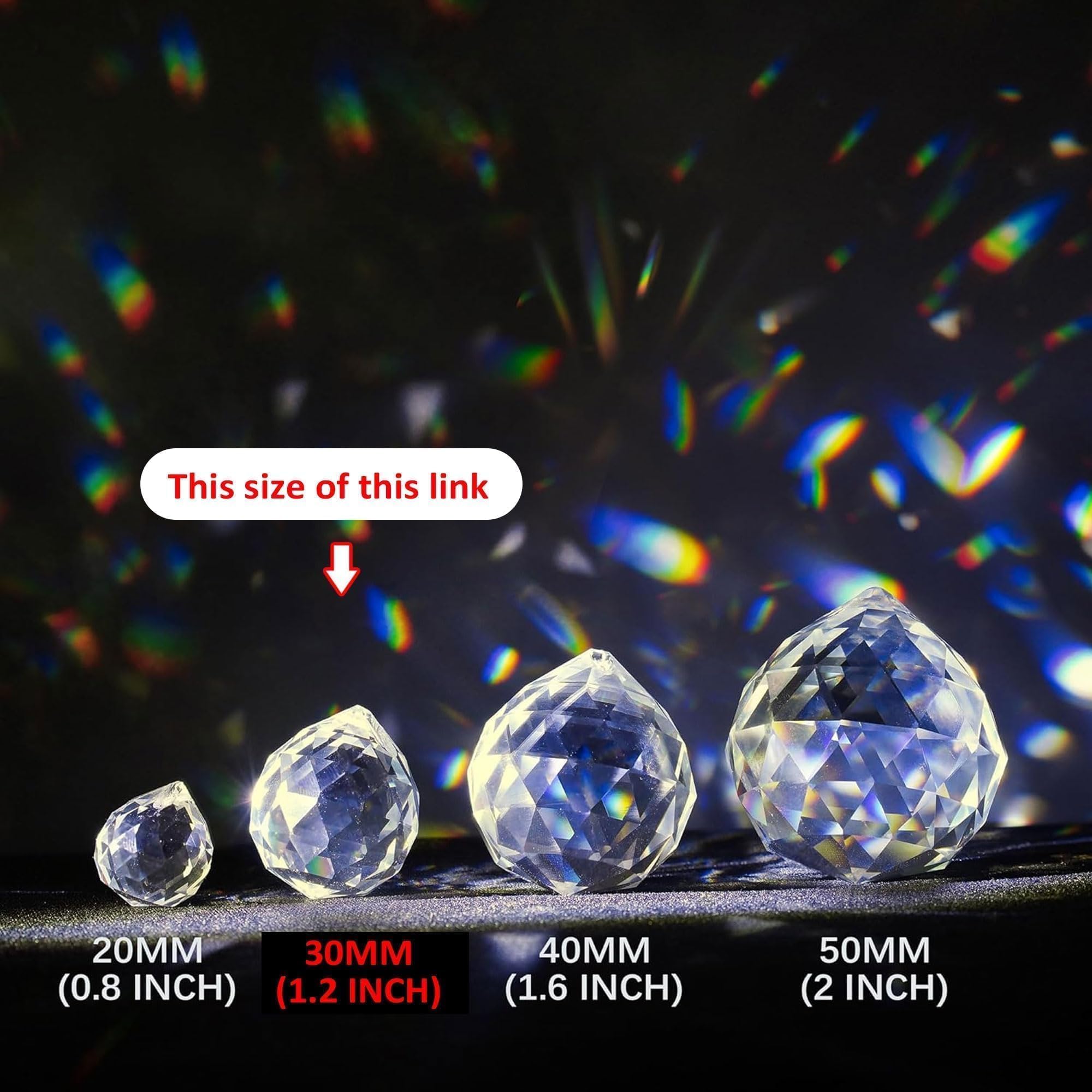 HDCRYSTALGIFTS comparación de tamaño 30mm en mano para referencia y escala