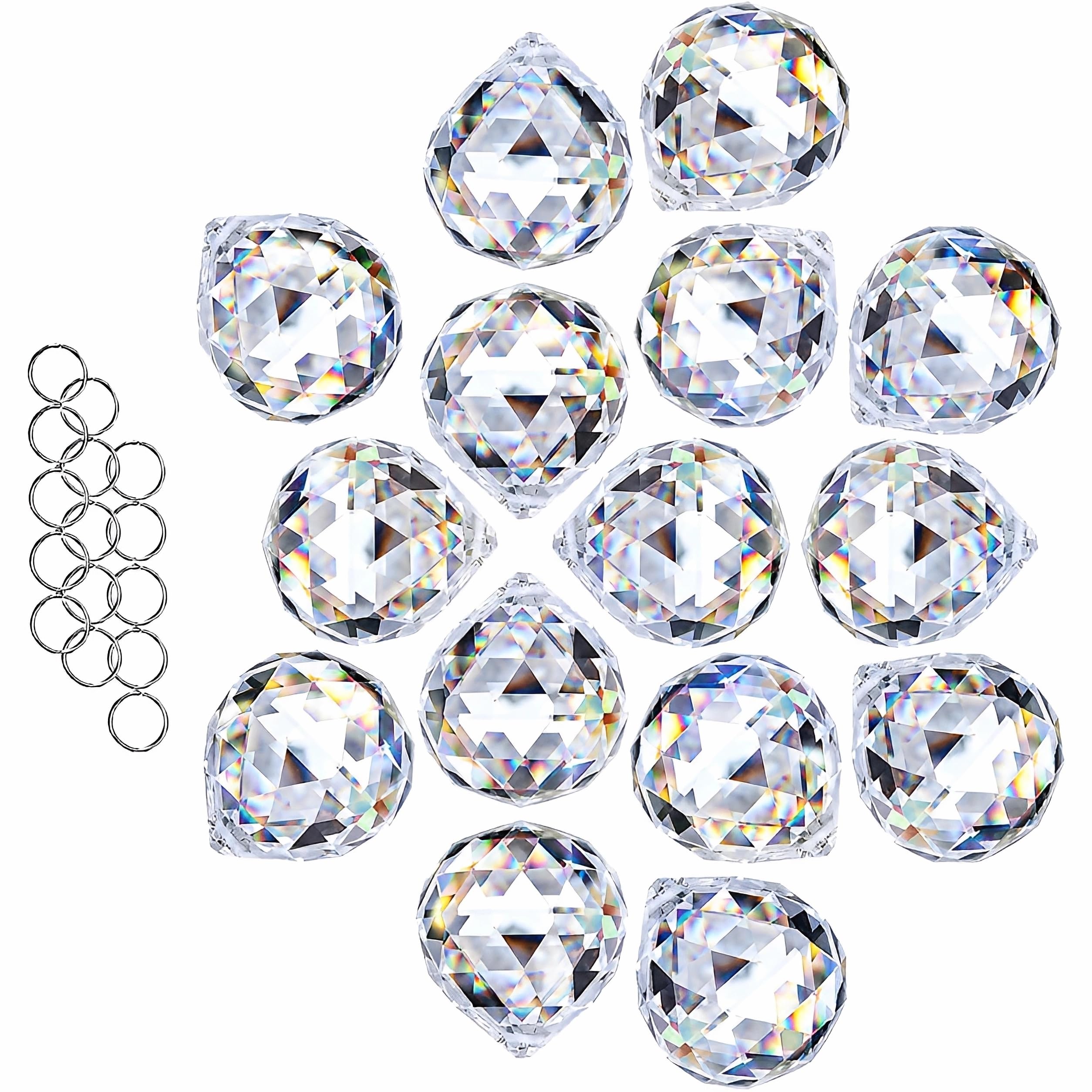 HDCRYSTALGIFTS vista frontal del paquete de 15 esferas mostrando cantidad y brillo