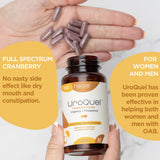 Heale UroQuel etiqueta con ingredientes naturales y beneficios clínicos resumidos