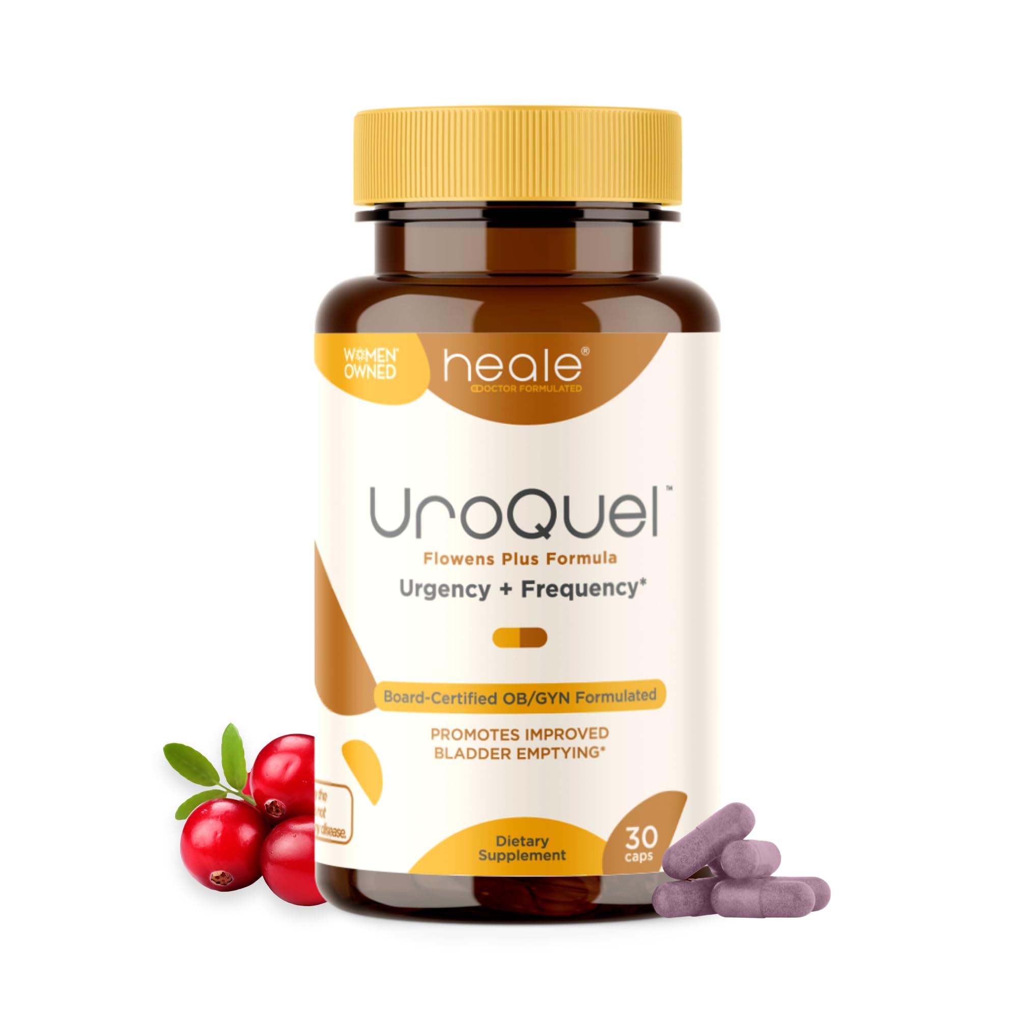 Heale UroQuel caja frontal mostrando el envase y beneficio para control vesical