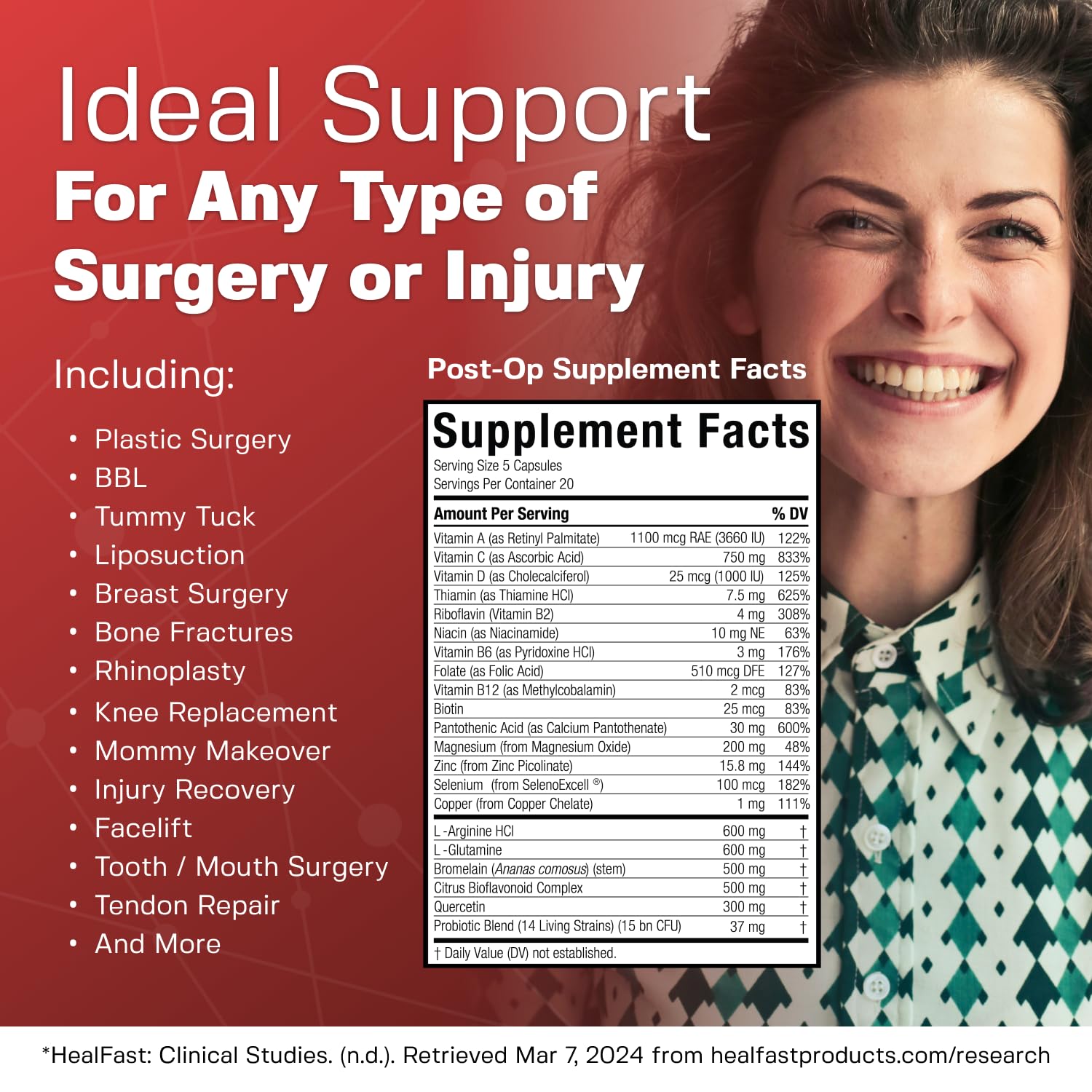 HealFast etiqueta con lista de ingredientes y transparencia nutricional