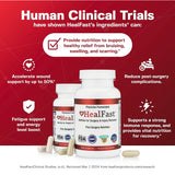 HealFast en mesa como dosis preoperatoria, apoya preparación quirúrgica