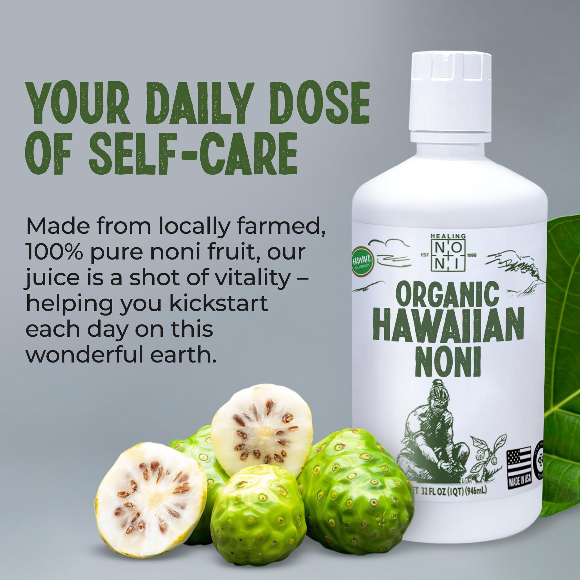 Healing Noni textura del jugo concentrado, ideal para añadir energía natural