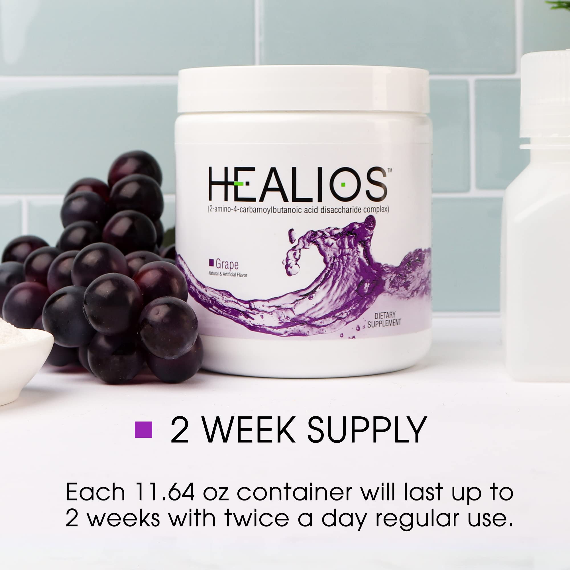 Healios bebida preparada en vaso lista para enjuagar y tragar