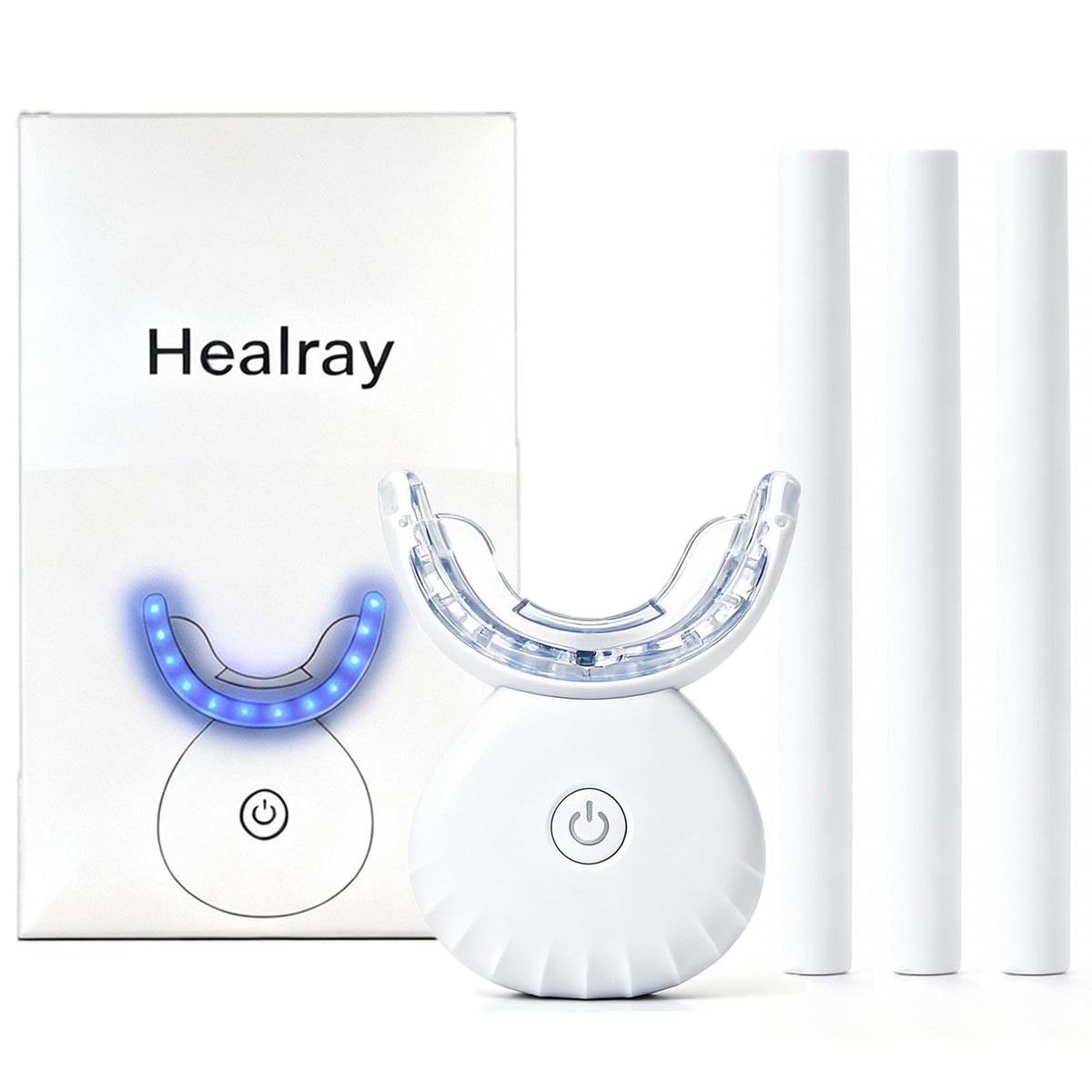 Healray bandeja frontal mostrando 32 LEDs y ventaja de tratamiento combinado