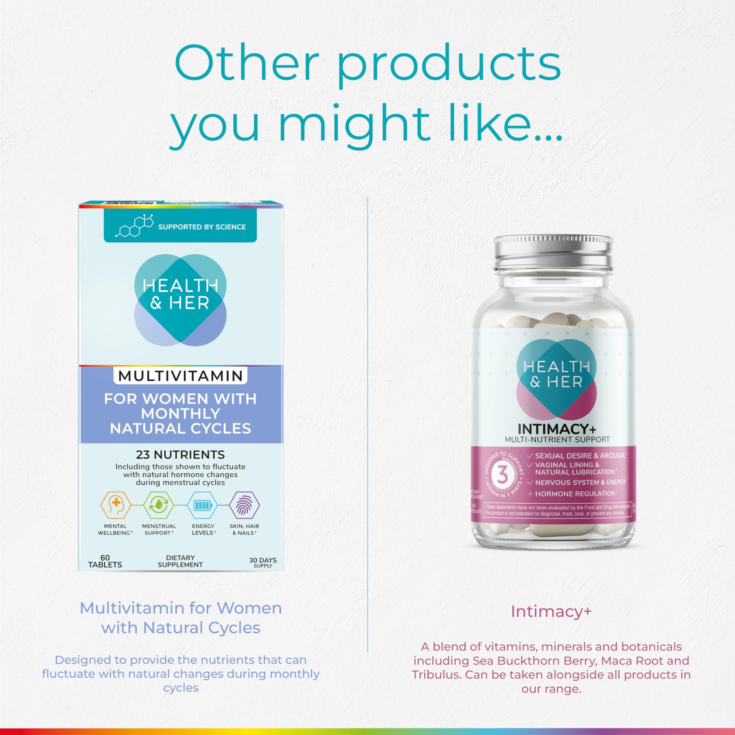 Health & Her multivitamínico en mesa de desayuno sugiriendo integración fácil