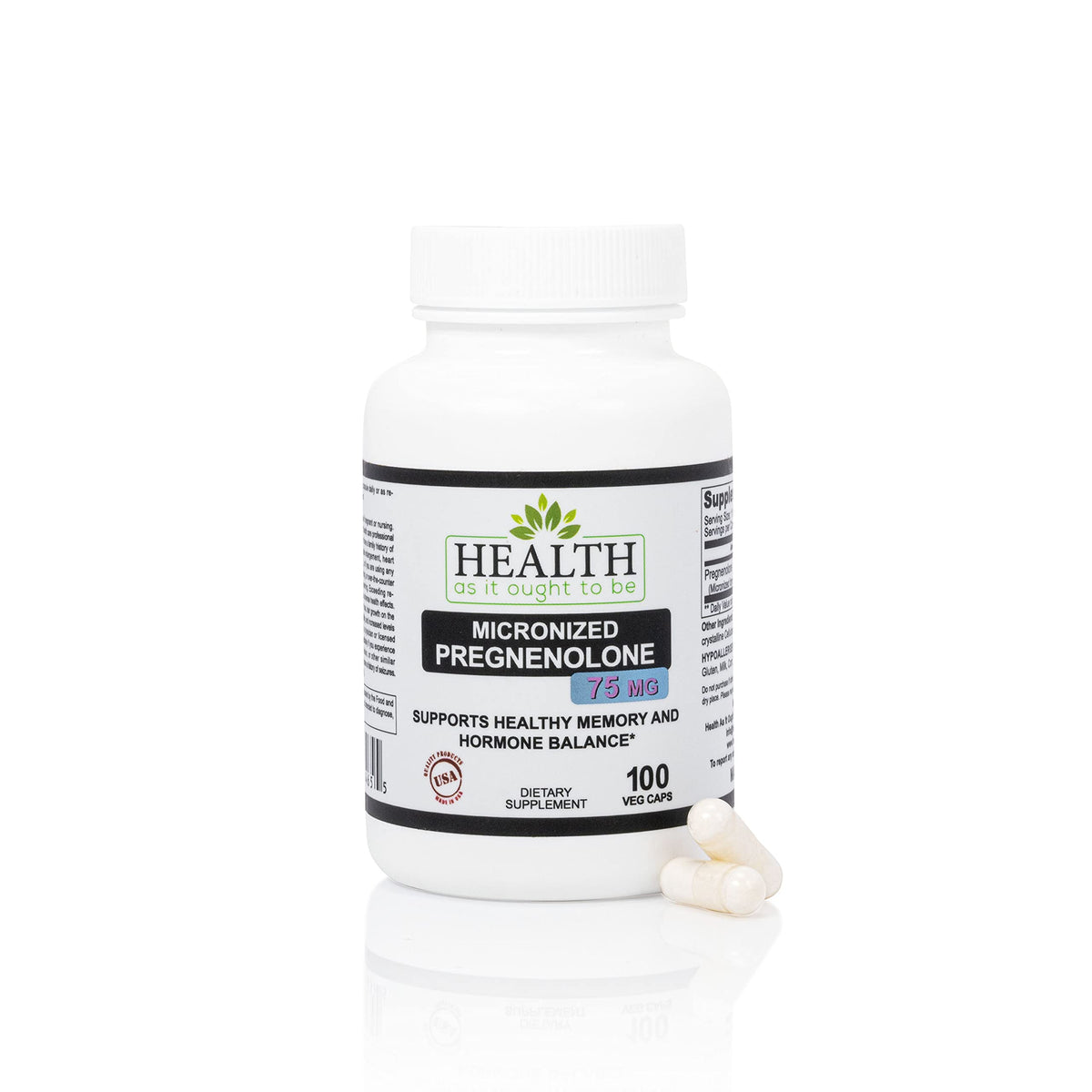 Health As It Ought To Be frontal del empaque mostrando calidad y dosificación clara