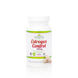 Health As It Ought To Be botella frontal Estrogen Control mostrando etiqueta y beneficios