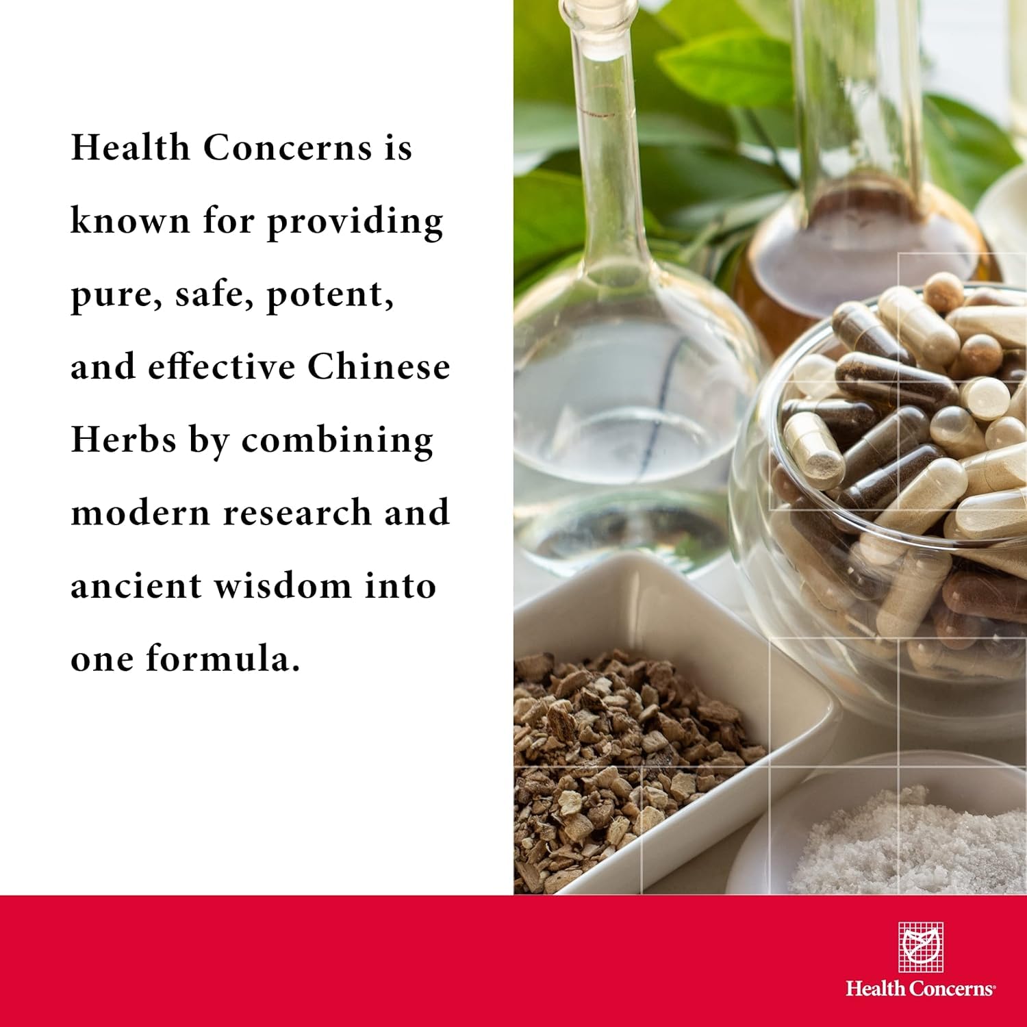 Health Concerns etiqueta Quiet Digestion con lista de ingredientes, transparencia de fórmula