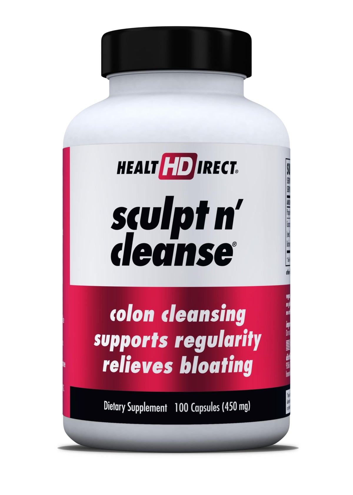 HEALTH DIRECT botella frontal de Sculpt n' Cleanse mostrando etiquetado y beneficio de limpieza