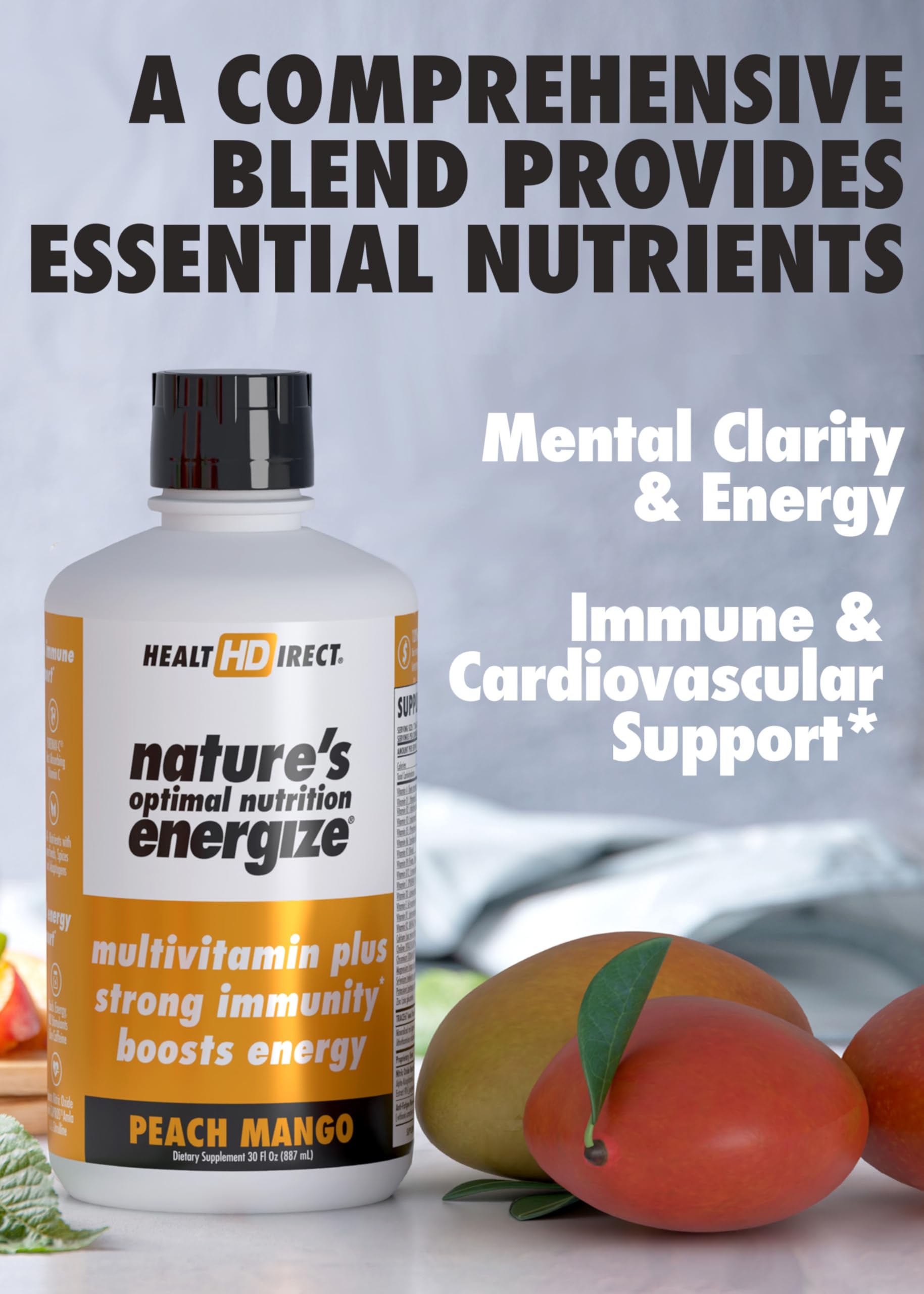 HEALTH DIRECT primer plano del líquido Energize resaltando textura y rápida absorción