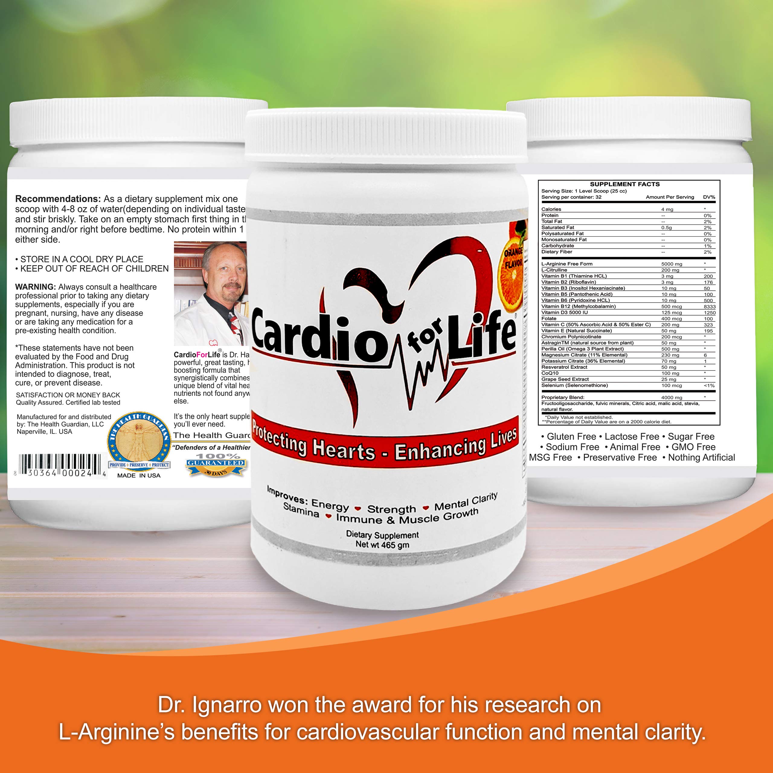 Health Guardian etiqueta nutricional con dosis recomendada visible