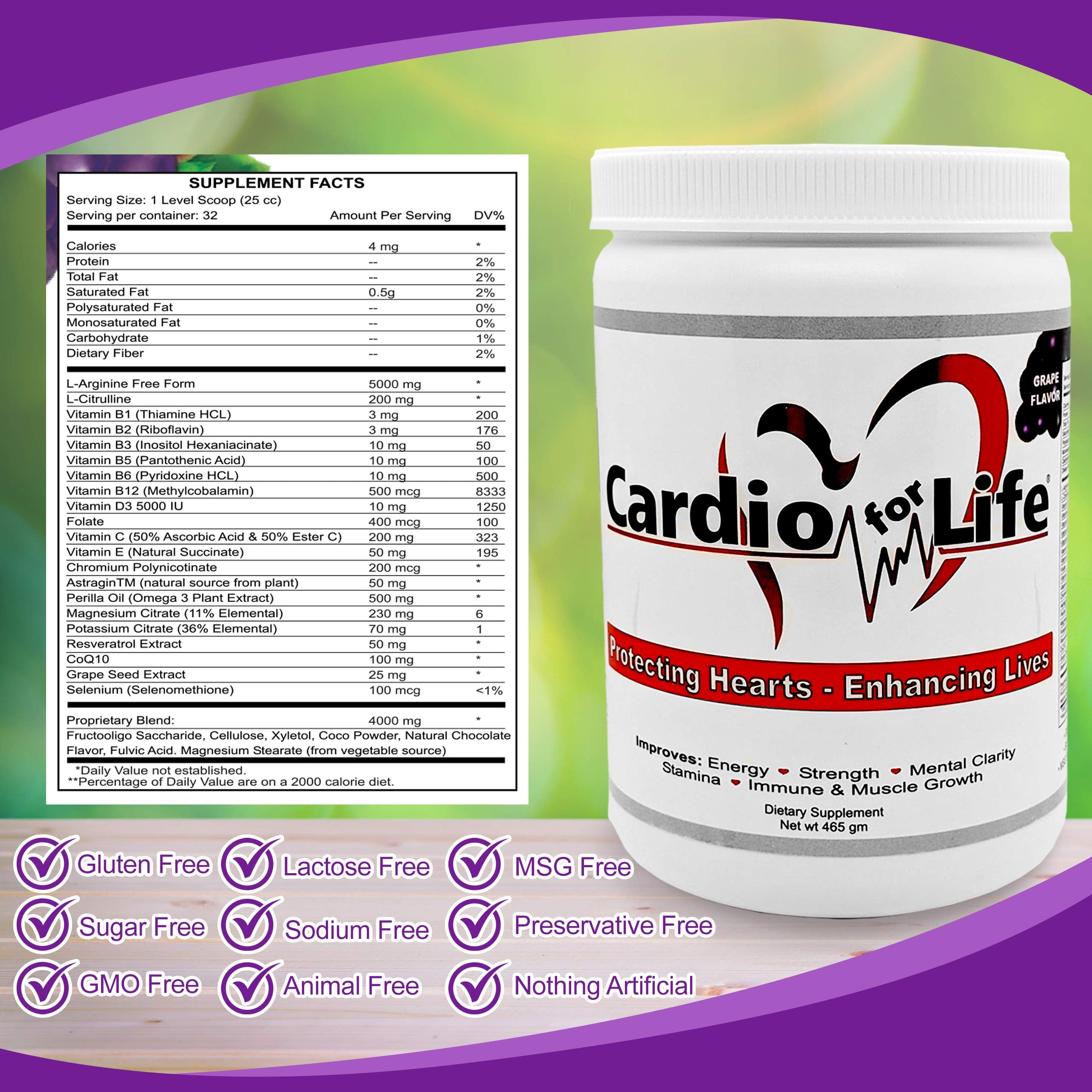 Health Guardian etiqueta trasera con información nutricional y uso