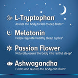 Health Heals suplemento junto a almohada ilustrando uso nocturno relajante