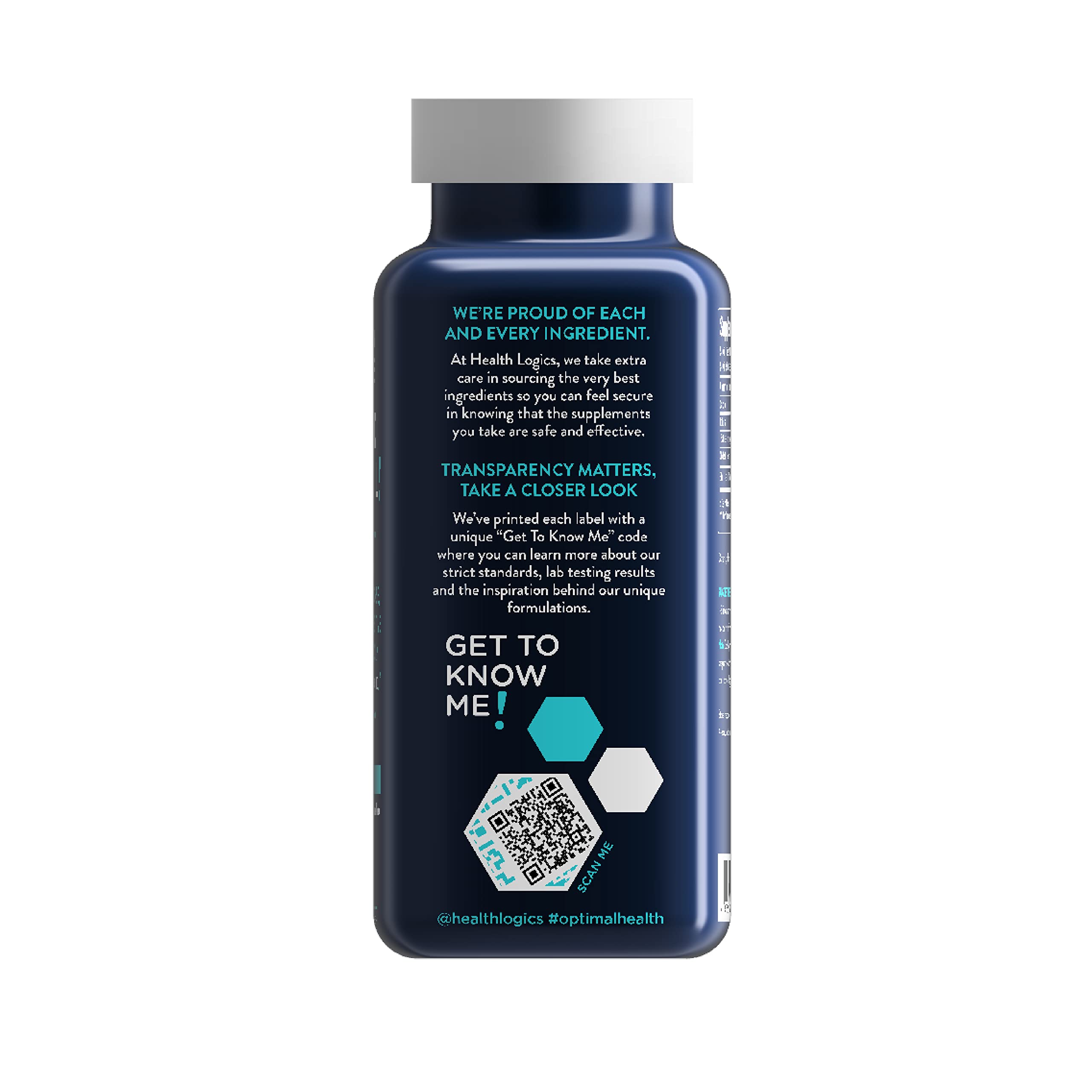 Health Logics botella abierta con softgels listos para consumir fácilmente