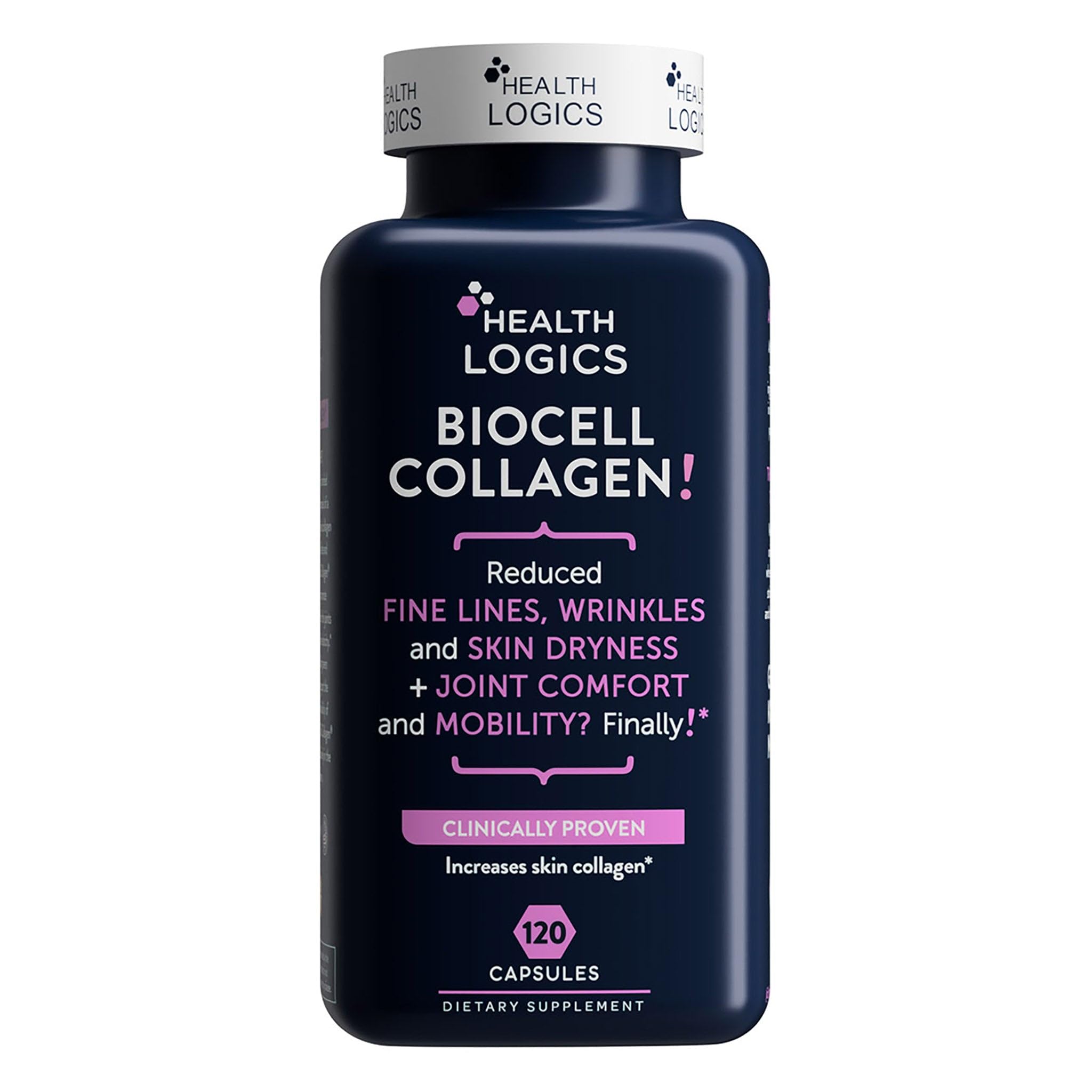 Health Logics botella frontal mostrando diseño y cantidad, ofrece confianza y claridad