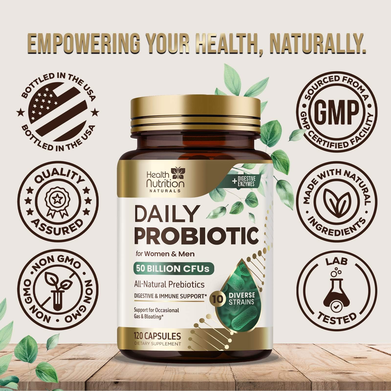 Health Nutrition Naturals cápsula en mano para mostrar tamaño y facilidad de ingerir